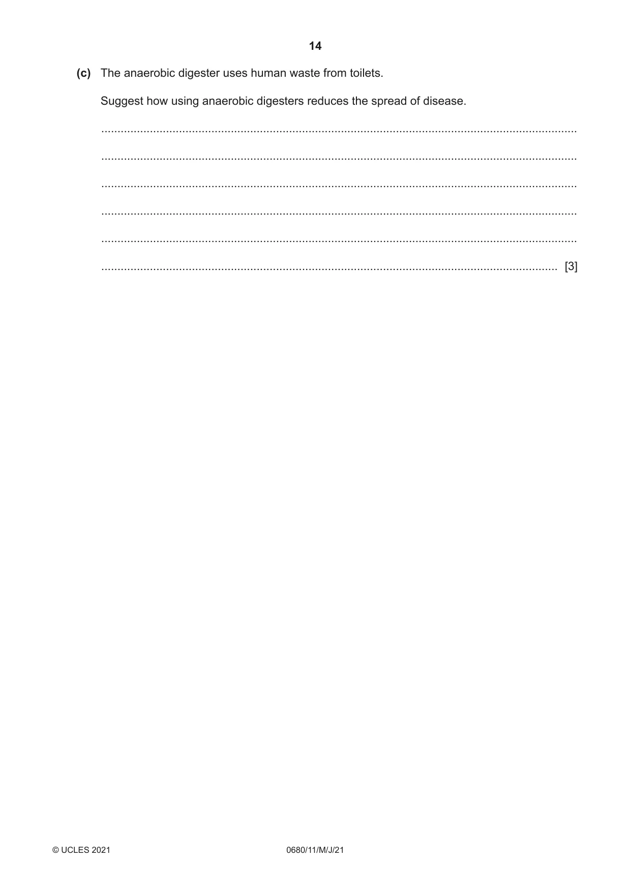 Cambridge IGCSE Environmental Management 0680 2021 May/June Paper 1 · Variant 1 question paper, page 14 of 20