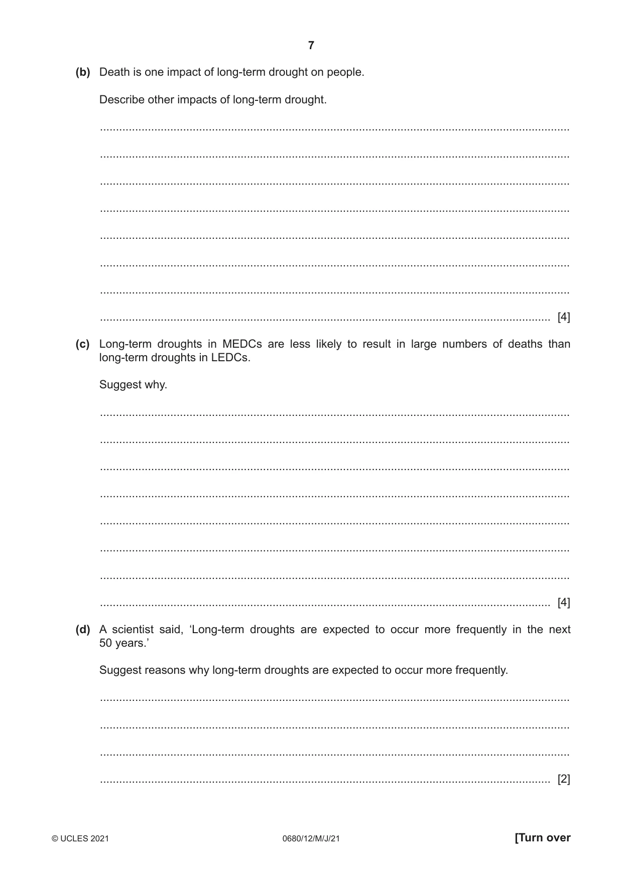 Cambridge IGCSE Environmental Management 0680 2021 May/June Paper 1 · Variant 2 question paper, page 7 of 20