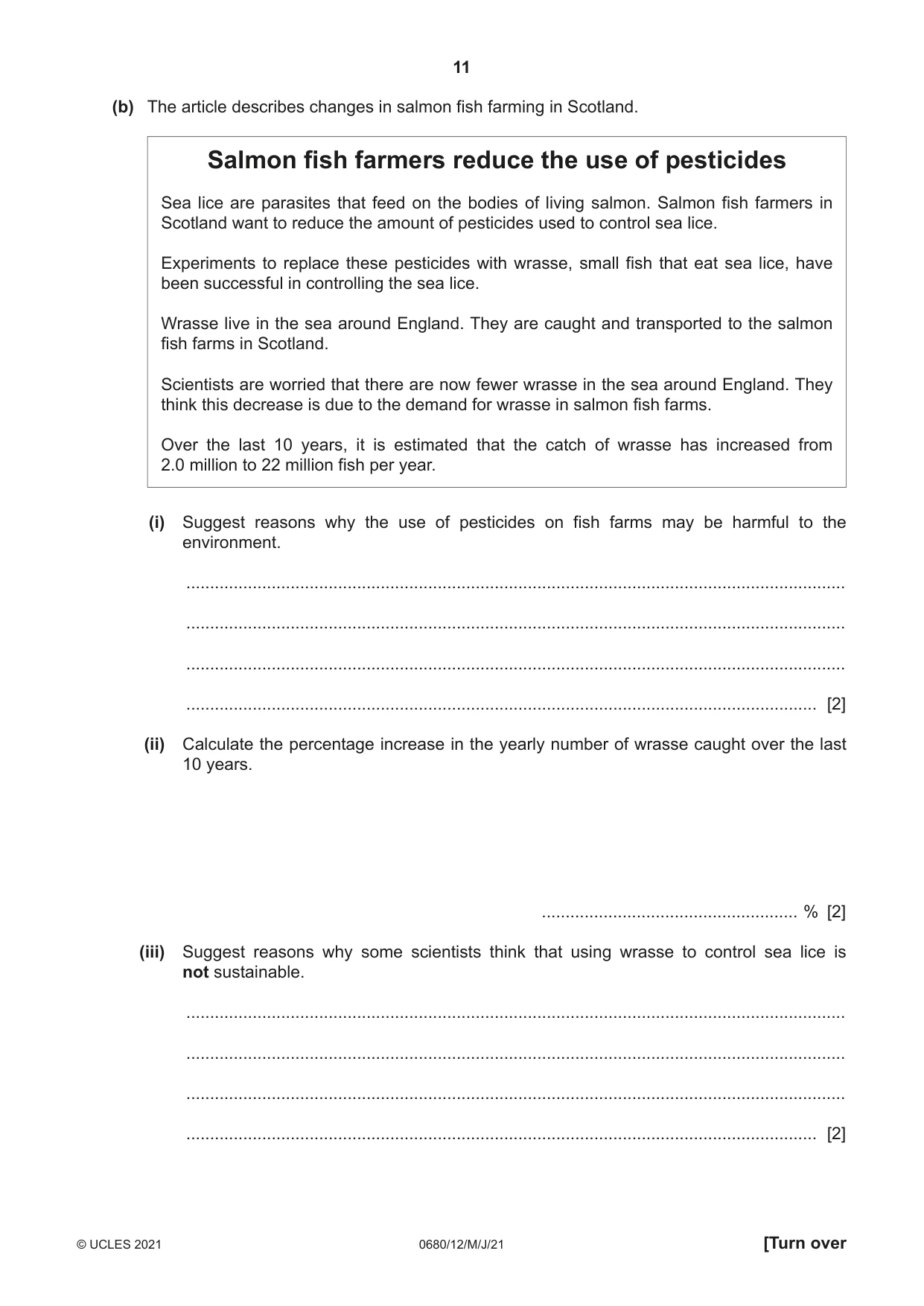 Cambridge IGCSE Environmental Management 0680 2021 May/June Paper 1 · Variant 2 question paper, page 11 of 20