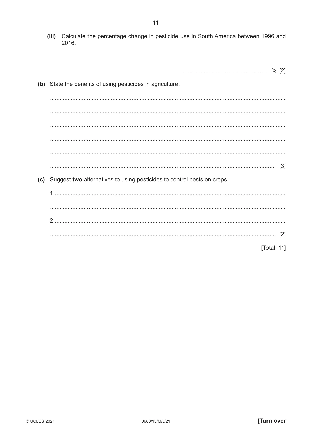 Cambridge IGCSE Environmental Management 0680 2021 May/June Paper 1 · Variant 3 question paper, page 11 of 20