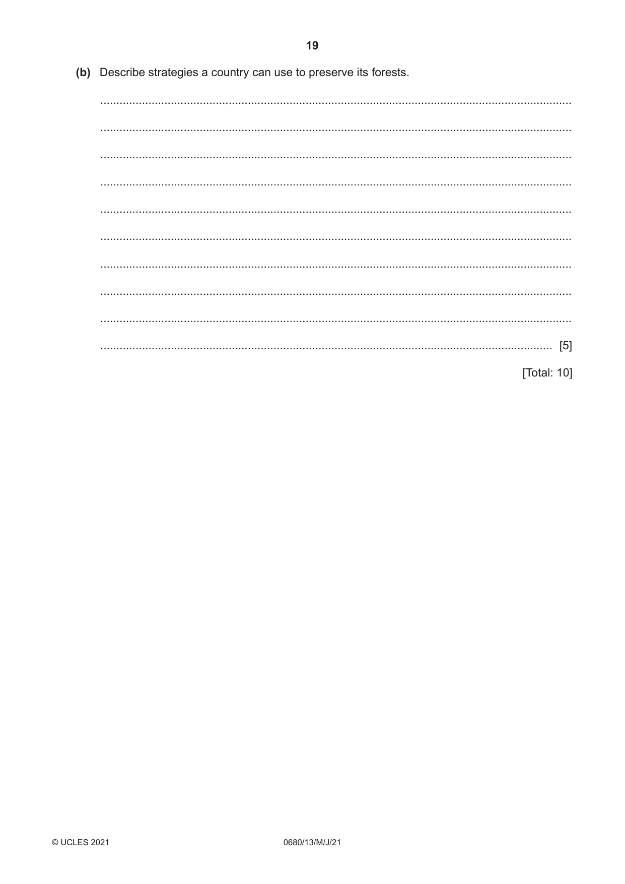 Cambridge IGCSE Environmental Management 0680 2021 May/June Paper 1 · Variant 3 question paper, page 19 of 20