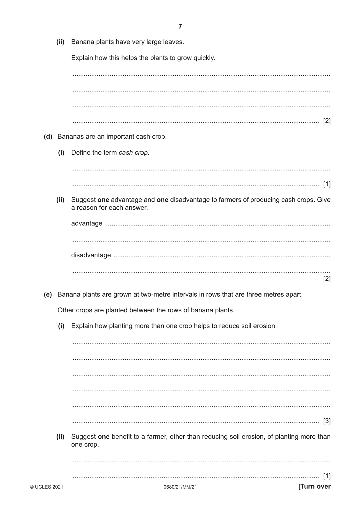 Cambridge IGCSE Environmental Management 0680 2021 May/June Paper 2 · Variant 1 question paper, page 7 of 20