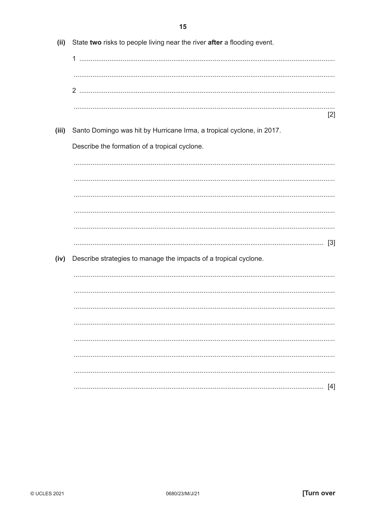 Cambridge IGCSE Environmental Management 0680 2021 May/June Paper 2 · Variant 3 question paper, page 15 of 20