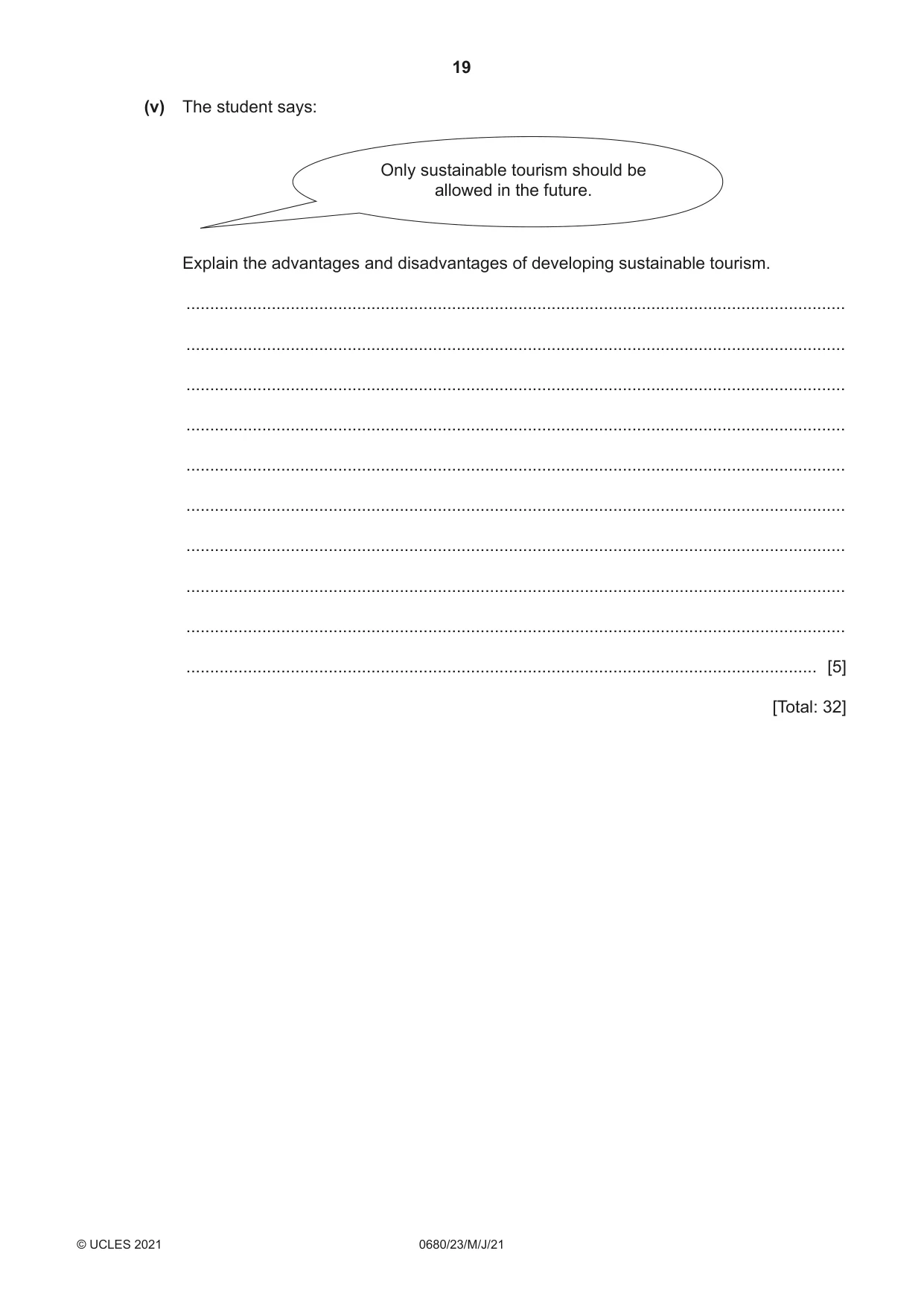 Cambridge IGCSE Environmental Management 0680 2021 May/June Paper 2 · Variant 3 question paper, page 19 of 20