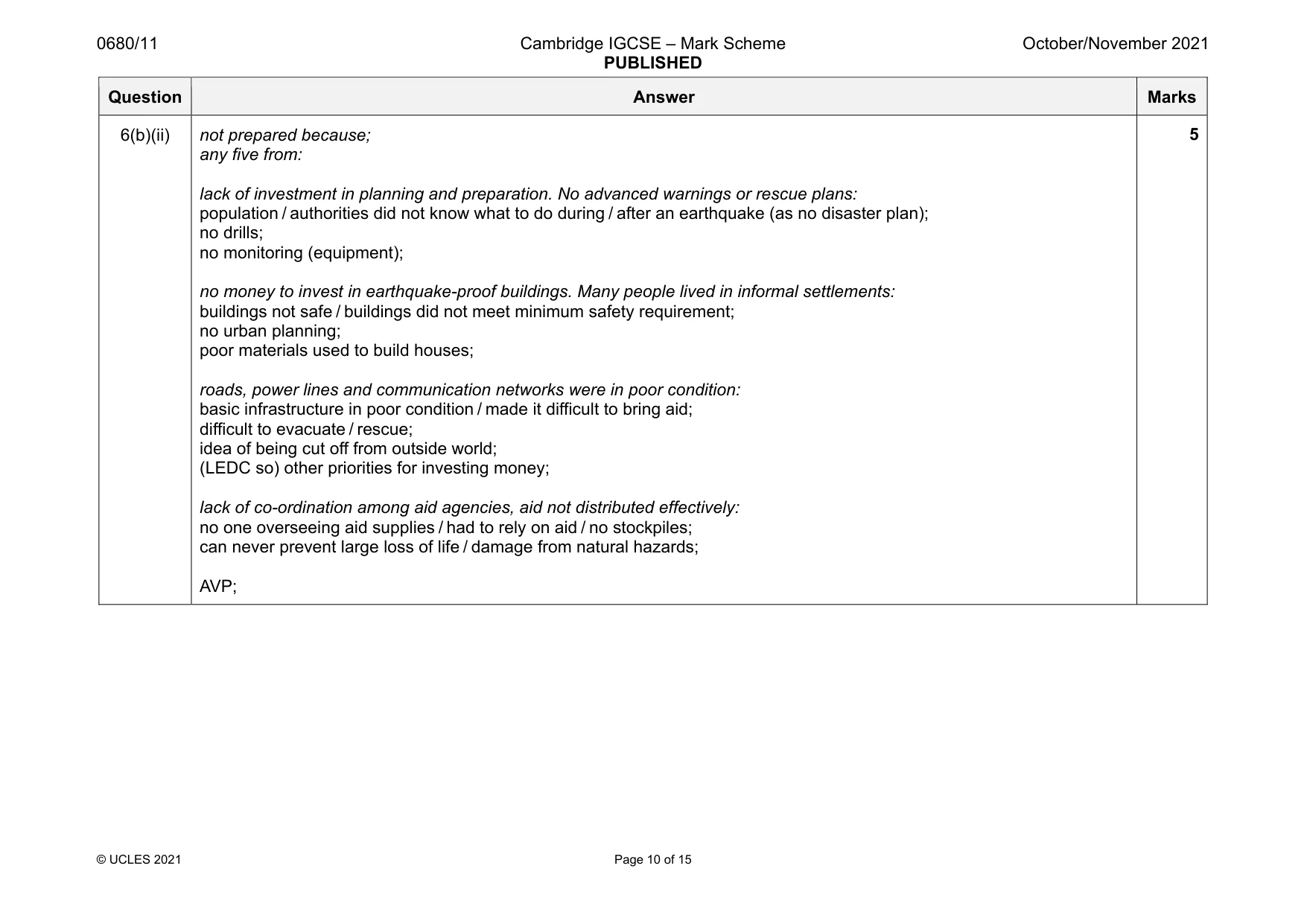 Mark scheme, page 10 of 15