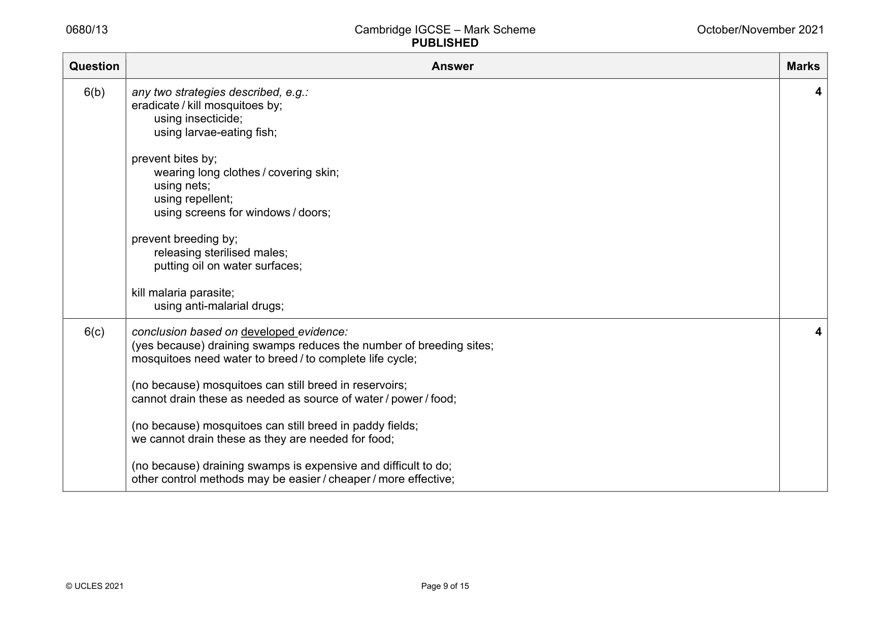 Mark scheme, page 9 of 15