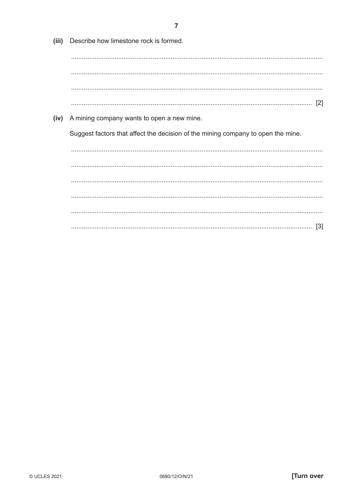 Cambridge IGCSE Environmental Management 0680 2021 Oct/Nov Paper 1 · Variant 2 question paper, page 7 of 20