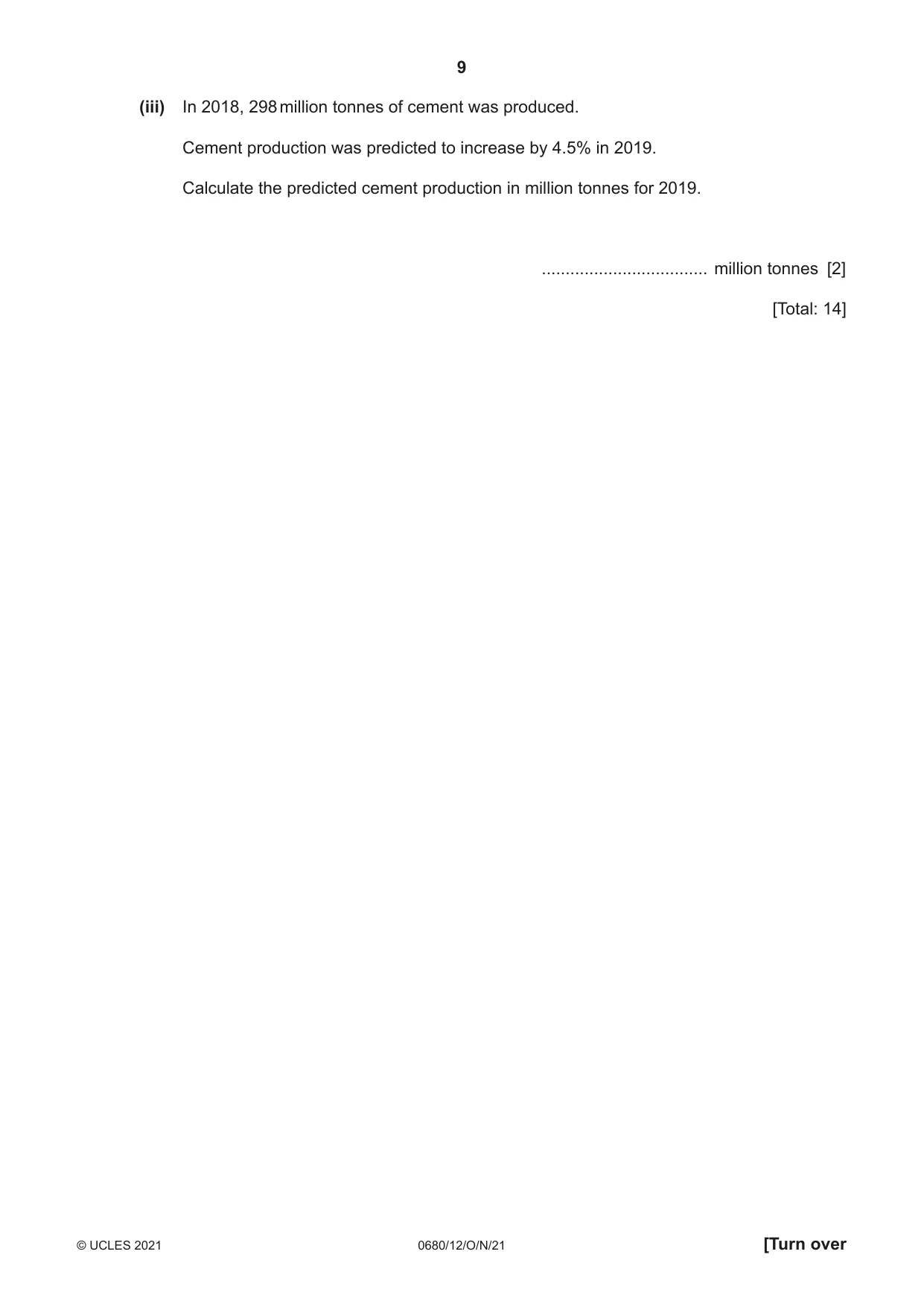 Cambridge IGCSE Environmental Management 0680 2021 Oct/Nov Paper 1 · Variant 2 question paper, page 9 of 20