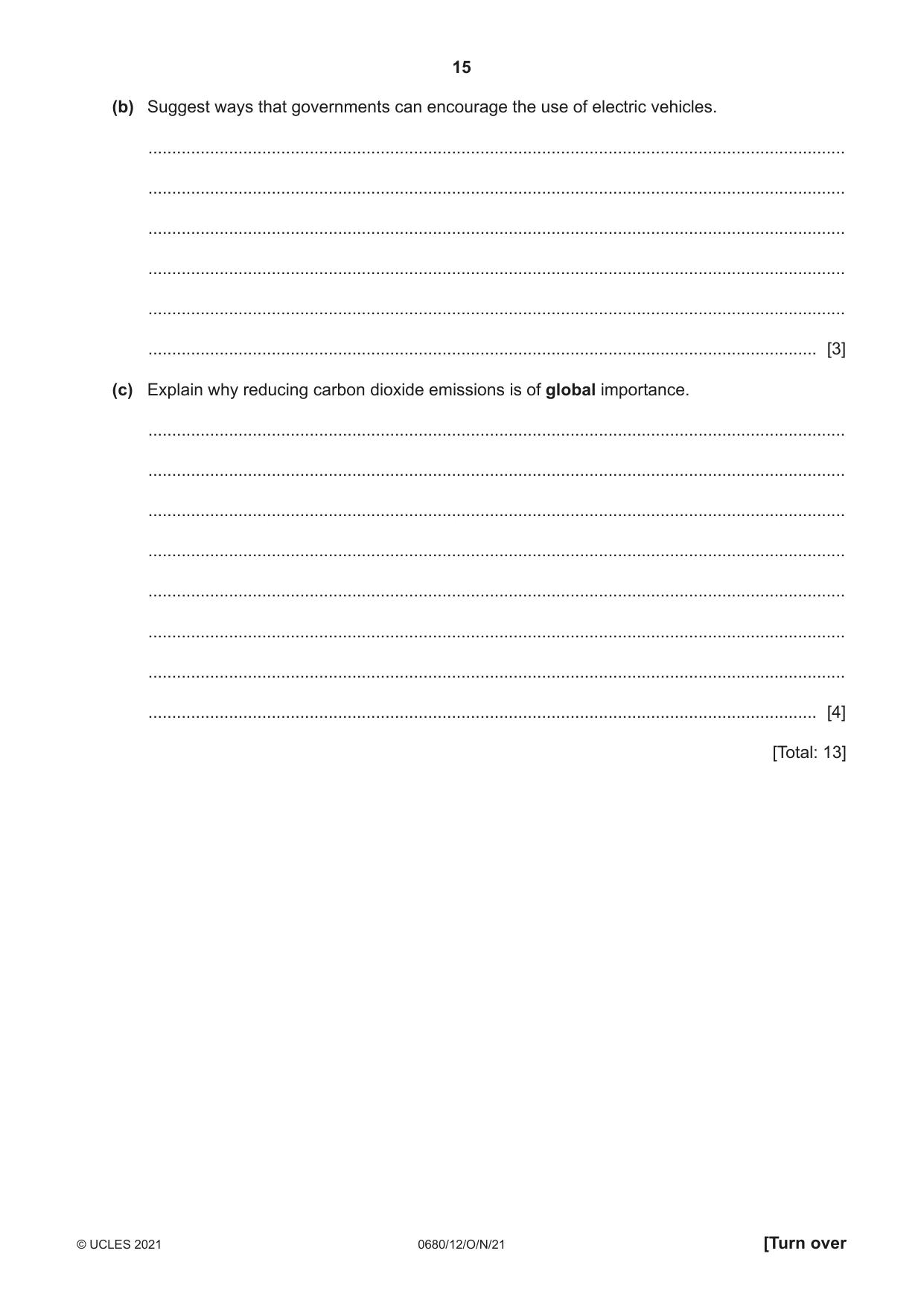 Cambridge IGCSE Environmental Management 0680 2021 Oct/Nov Paper 1 · Variant 2 question paper, page 15 of 20