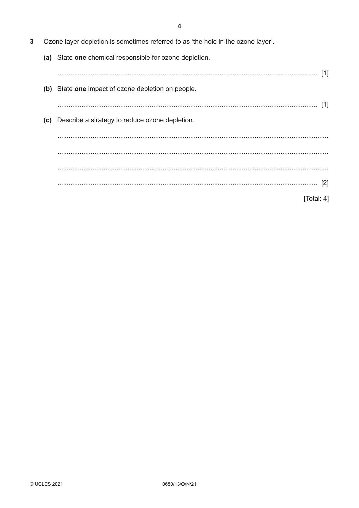 Cambridge IGCSE Environmental Management 0680 2021 Oct/Nov Paper 1 · Variant 3 question paper, page 4 of 20
