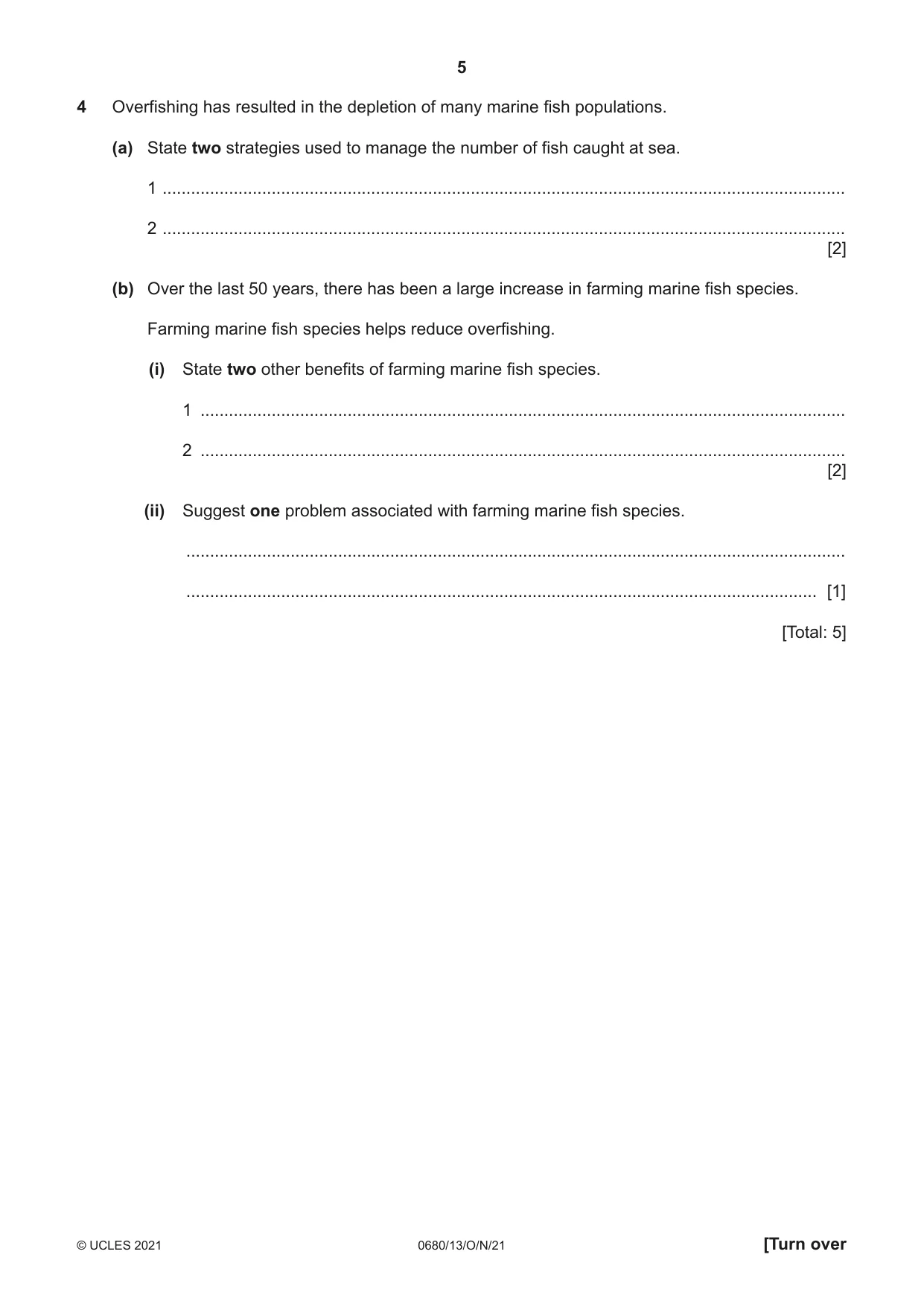 Cambridge IGCSE Environmental Management 0680 2021 Oct/Nov Paper 1 · Variant 3 question paper, page 5 of 20