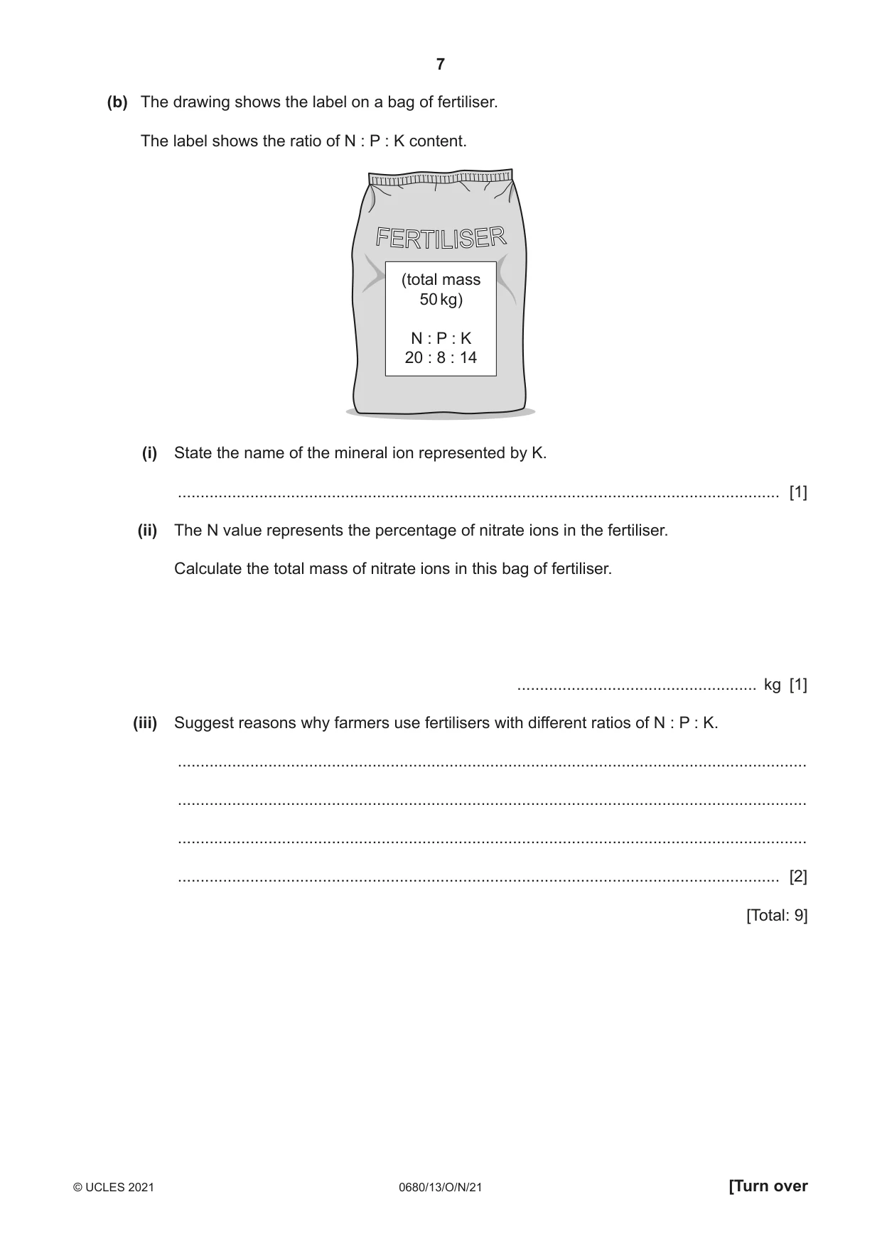 Cambridge IGCSE Environmental Management 0680 2021 Oct/Nov Paper 1 · Variant 3 question paper, page 7 of 20