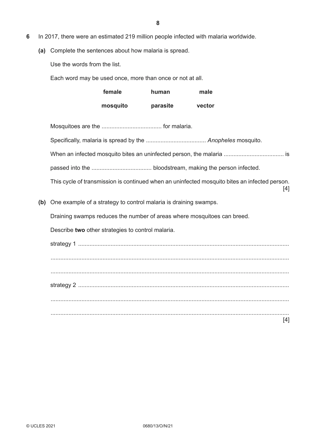 Cambridge IGCSE Environmental Management 0680 2021 Oct/Nov Paper 1 · Variant 3 question paper, page 8 of 20