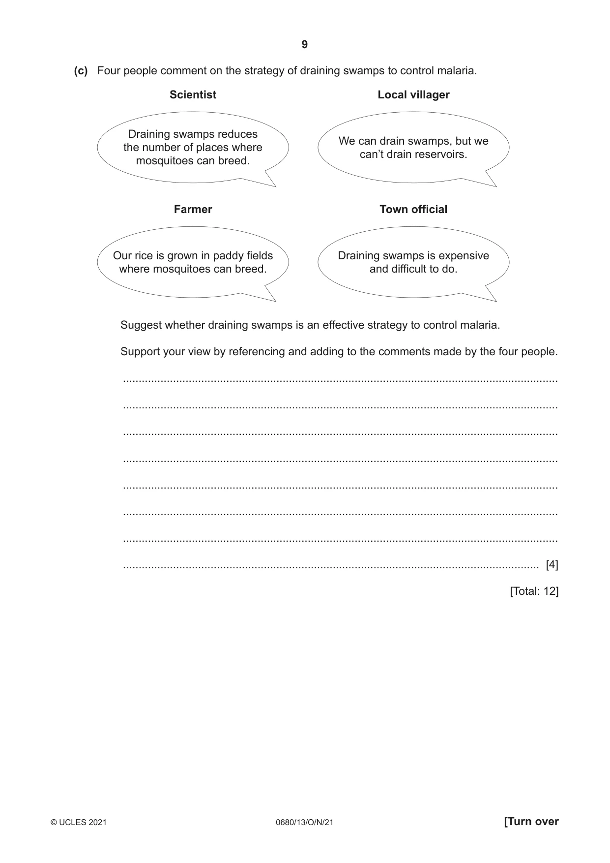 Cambridge IGCSE Environmental Management 0680 2021 Oct/Nov Paper 1 · Variant 3 question paper, page 9 of 20