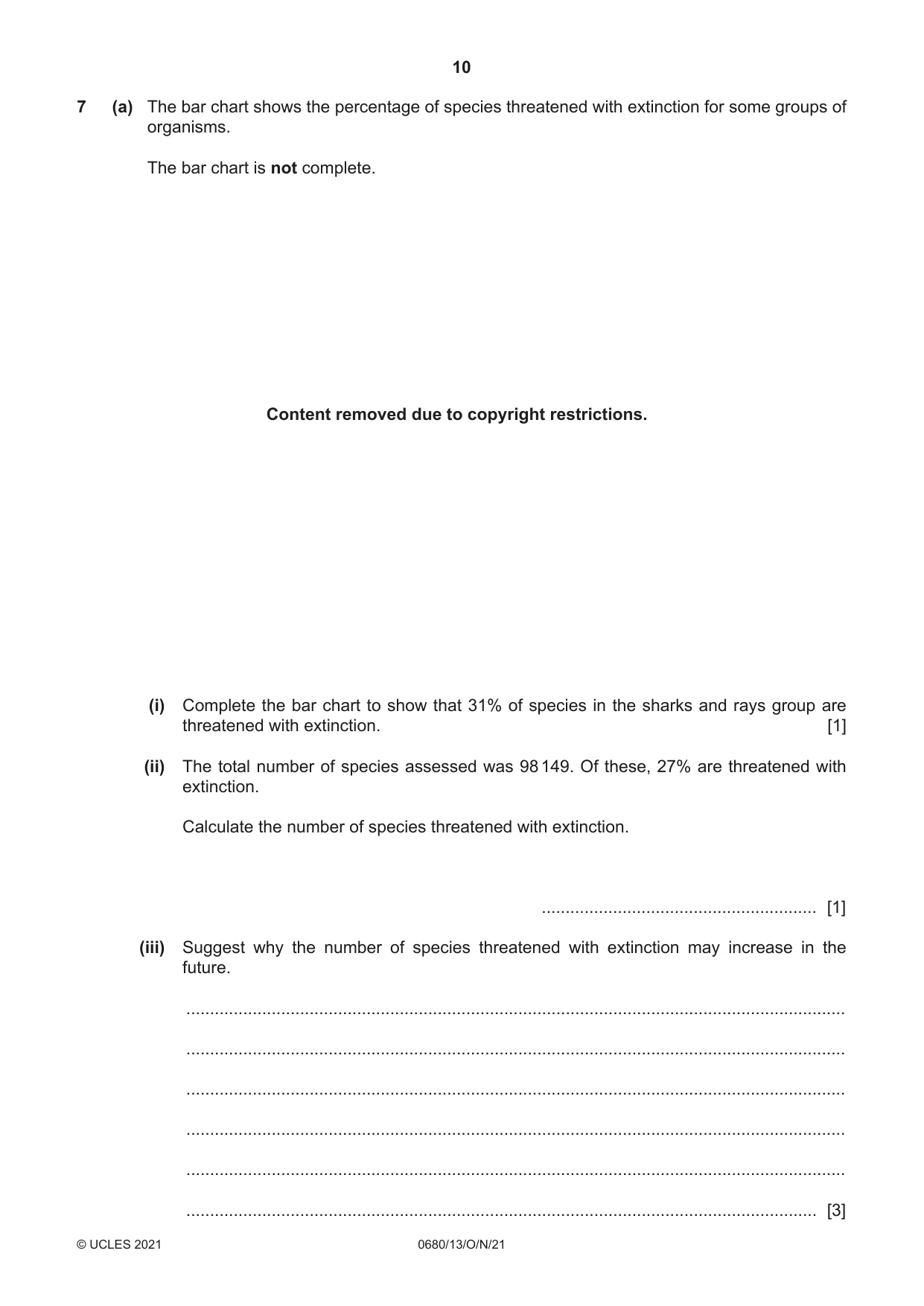 Cambridge IGCSE Environmental Management 0680 2021 Oct/Nov Paper 1 · Variant 3 question paper, page 10 of 20