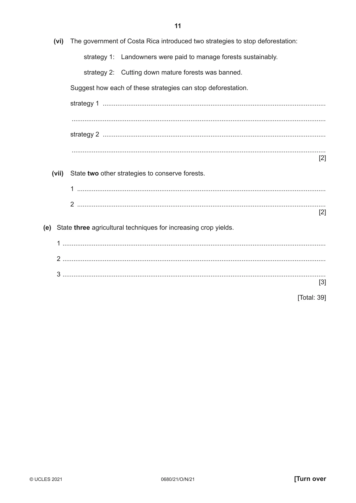 Cambridge IGCSE Environmental Management 0680 2021 Oct/Nov Paper 2 · Variant 1 question paper, page 11 of 24