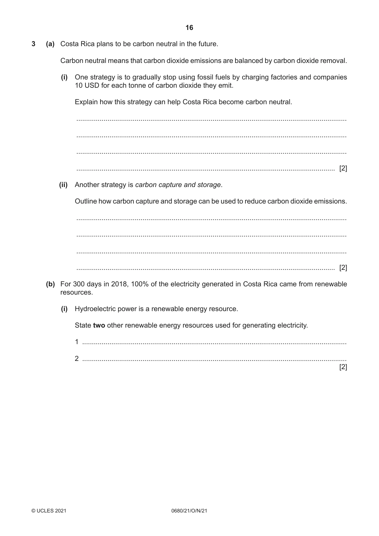Cambridge IGCSE Environmental Management 0680 2021 Oct/Nov Paper 2 · Variant 1 question paper, page 16 of 24