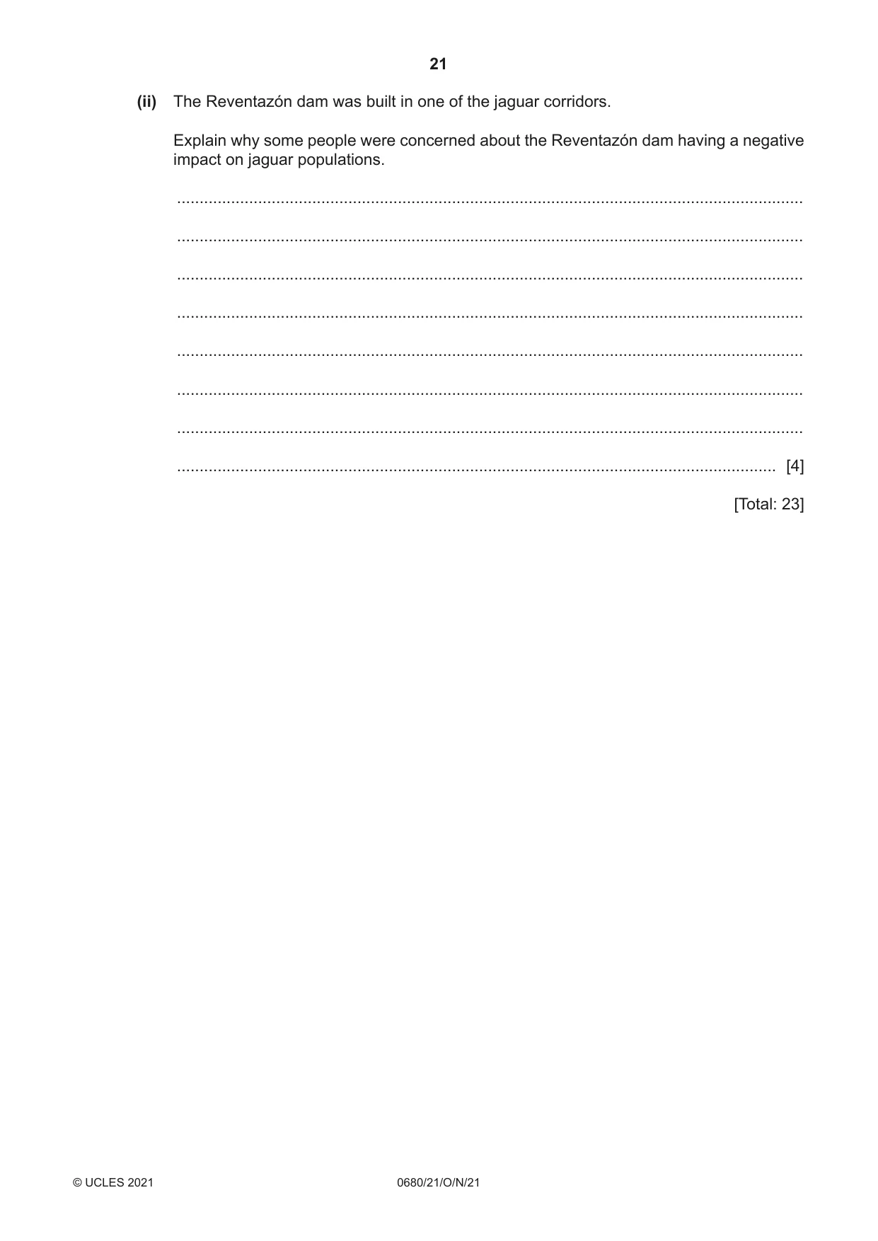 Cambridge IGCSE Environmental Management 0680 2021 Oct/Nov Paper 2 · Variant 1 question paper, page 21 of 24