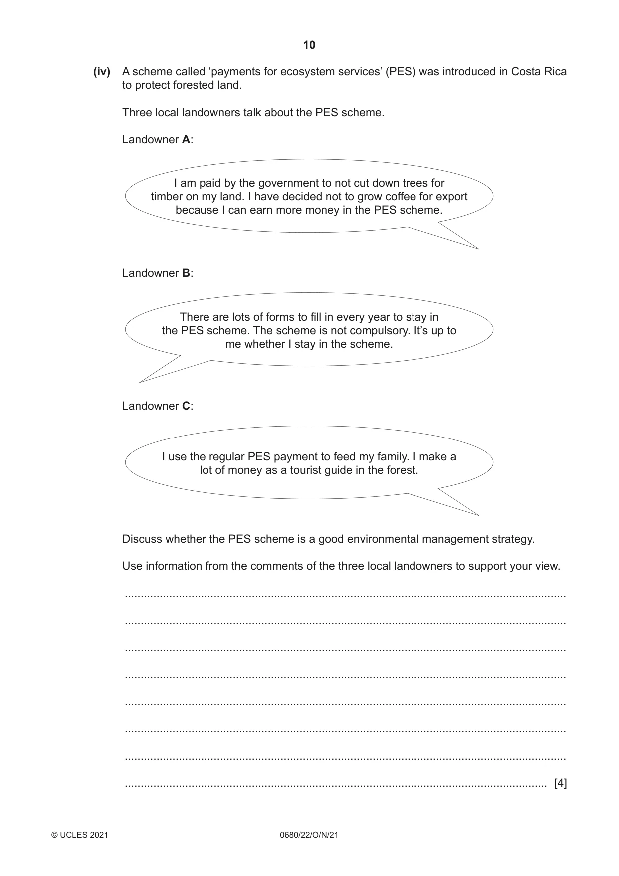Cambridge IGCSE Environmental Management 0680 2021 Oct/Nov Paper 2 · Variant 2 question paper, page 10 of 24