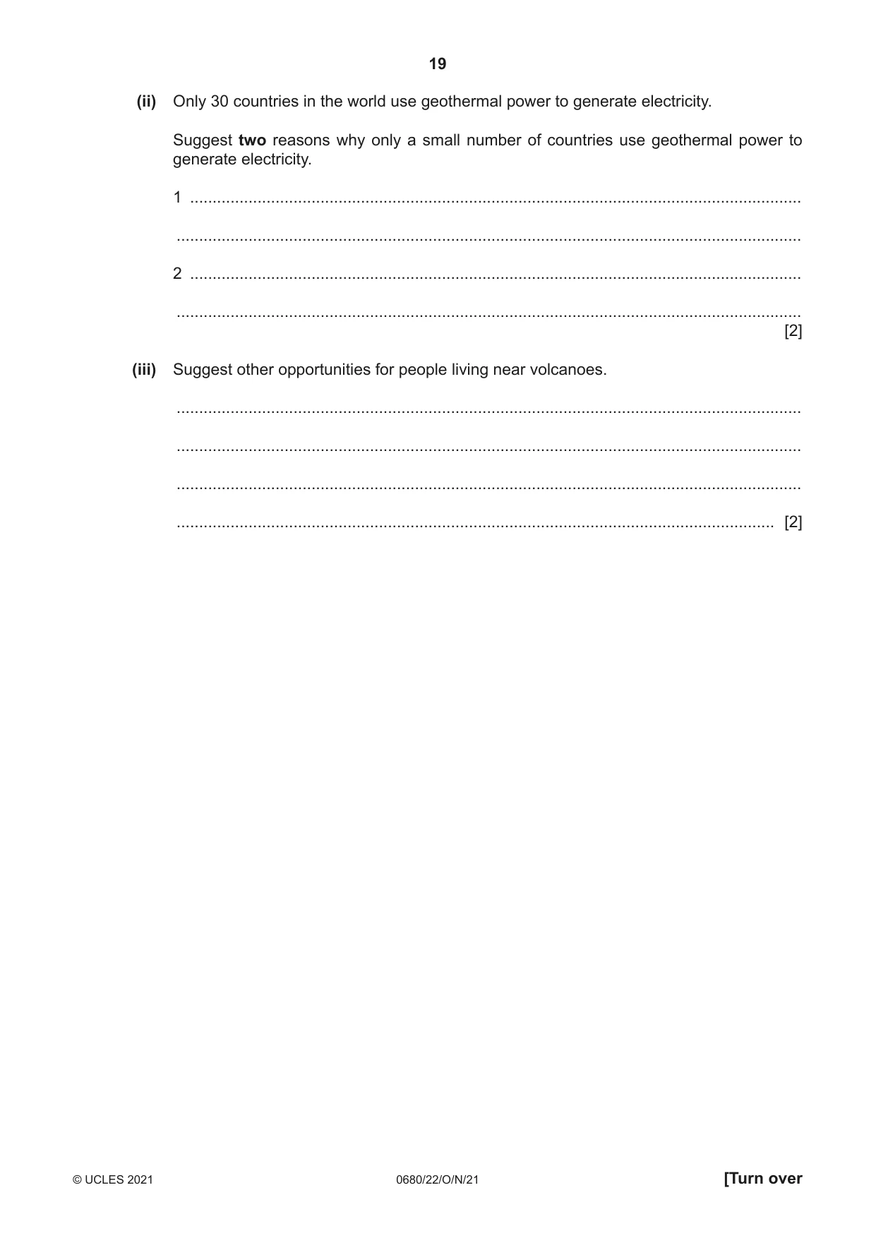 Cambridge IGCSE Environmental Management 0680 2021 Oct/Nov Paper 2 · Variant 2 question paper, page 19 of 24