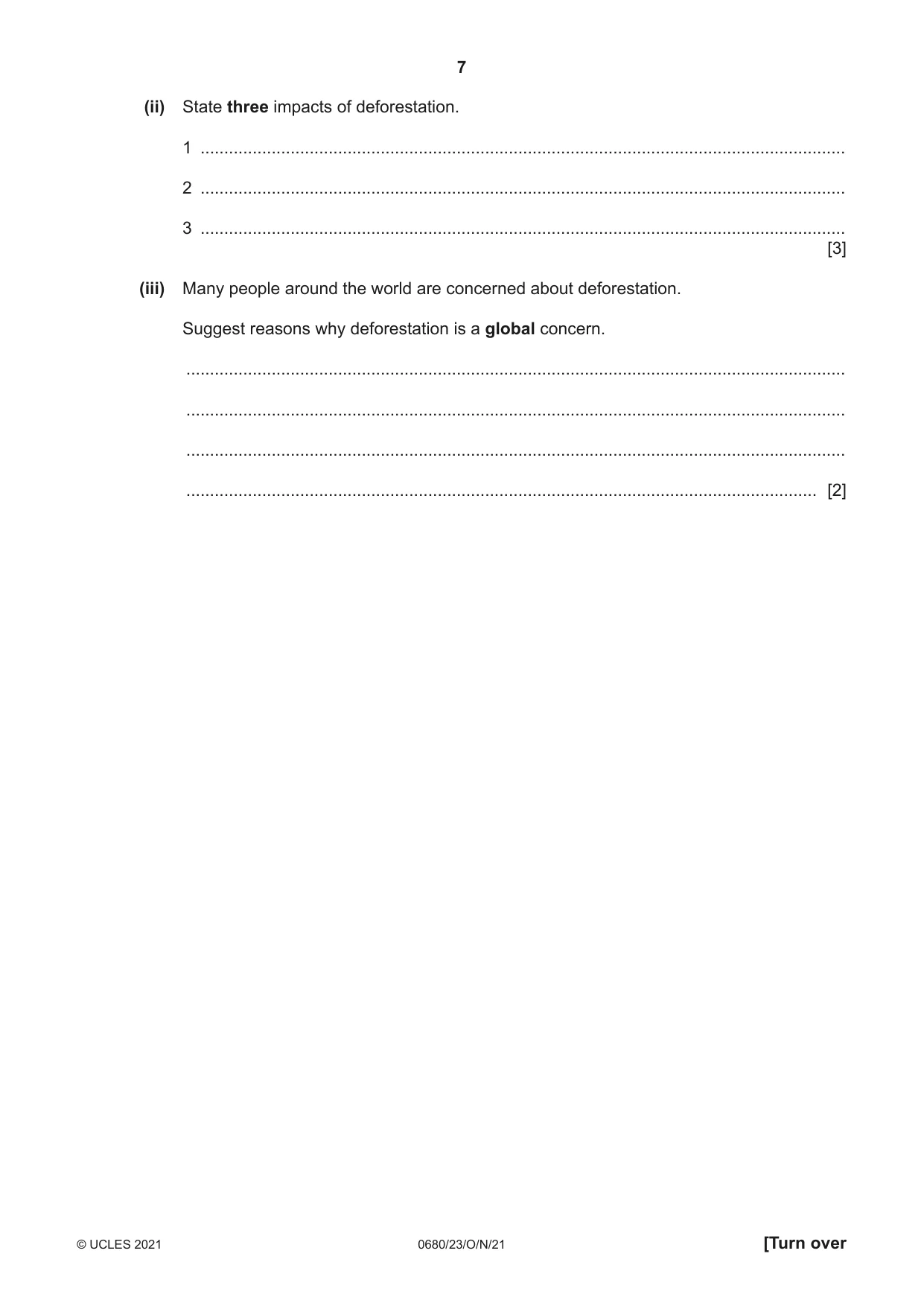 Cambridge IGCSE Environmental Management 0680 2021 Oct/Nov Paper 2 · Variant 3 question paper, page 7 of 32