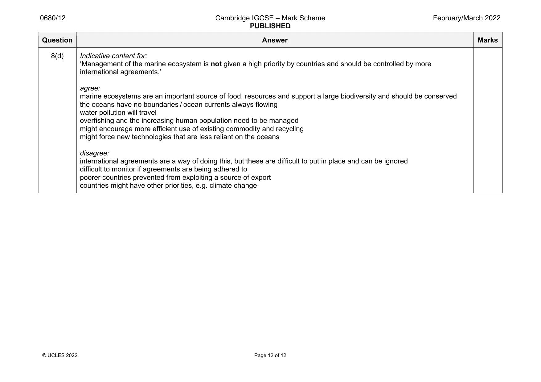 Mark scheme, page 12 of 12