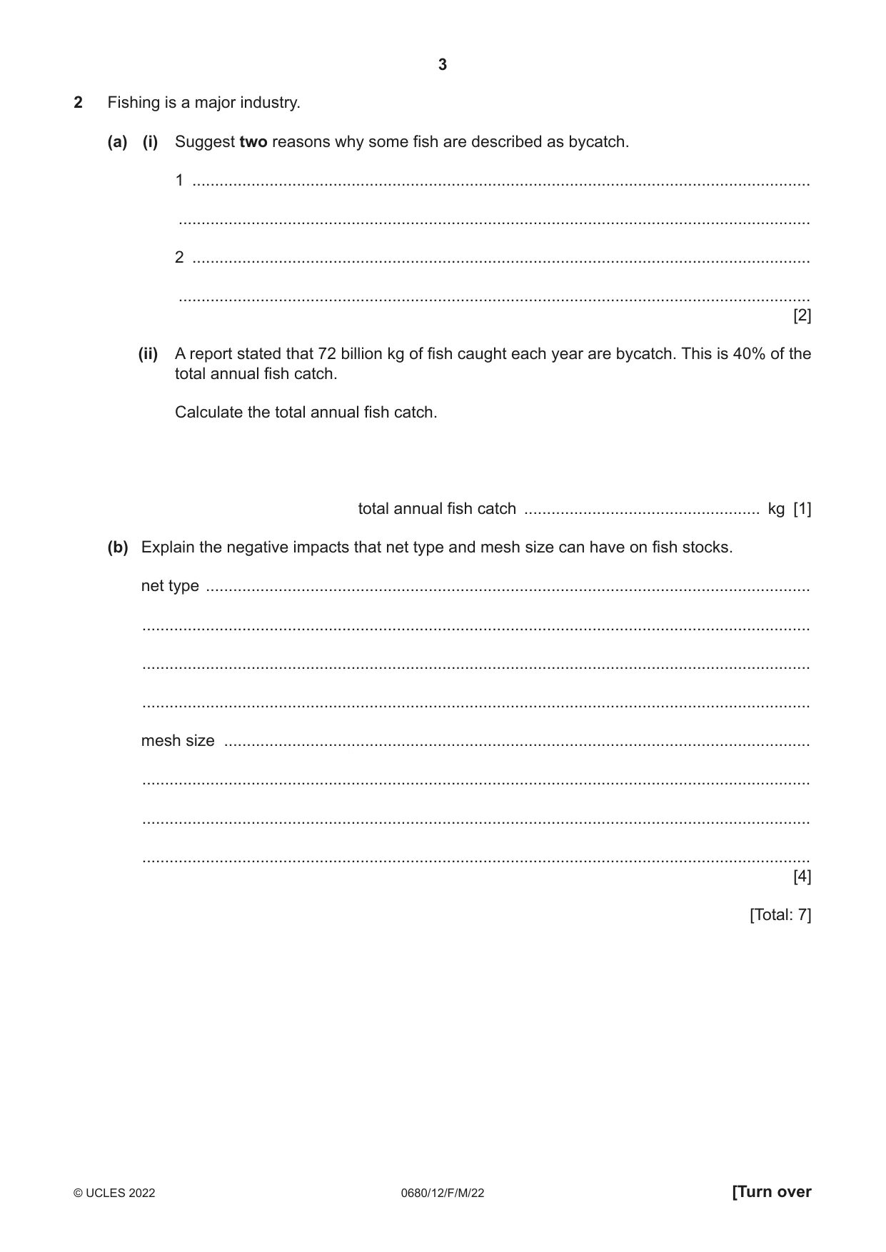 Cambridge IGCSE Environmental Management 0680 2022 Feb/March Paper 1 · Variant 2 question paper, page 3 of 20