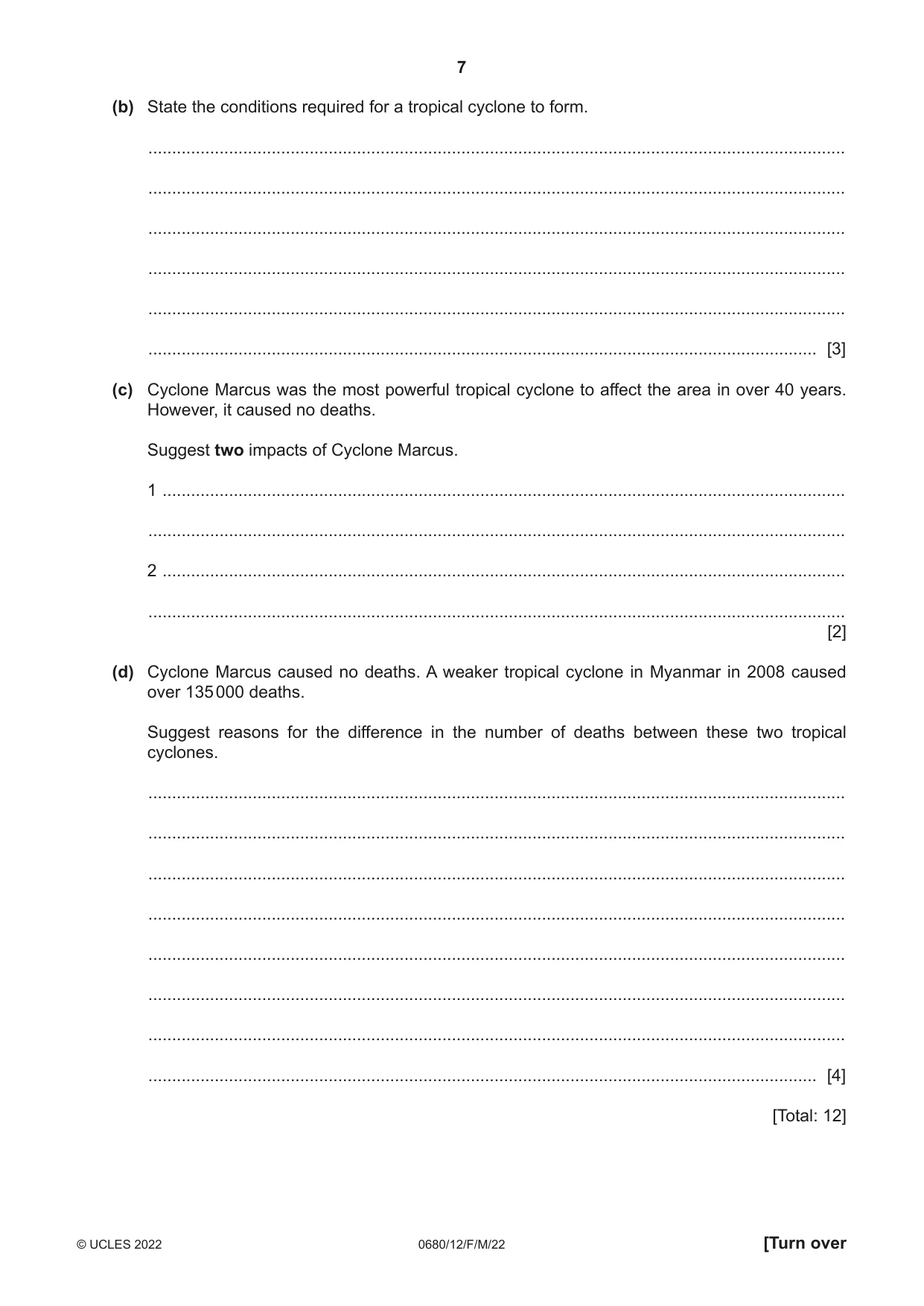 Cambridge IGCSE Environmental Management 0680 2022 Feb/March Paper 1 · Variant 2 question paper, page 7 of 20