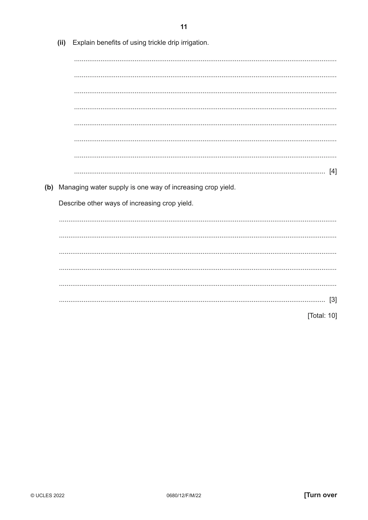 Cambridge IGCSE Environmental Management 0680 2022 Feb/March Paper 1 · Variant 2 question paper, page 11 of 20