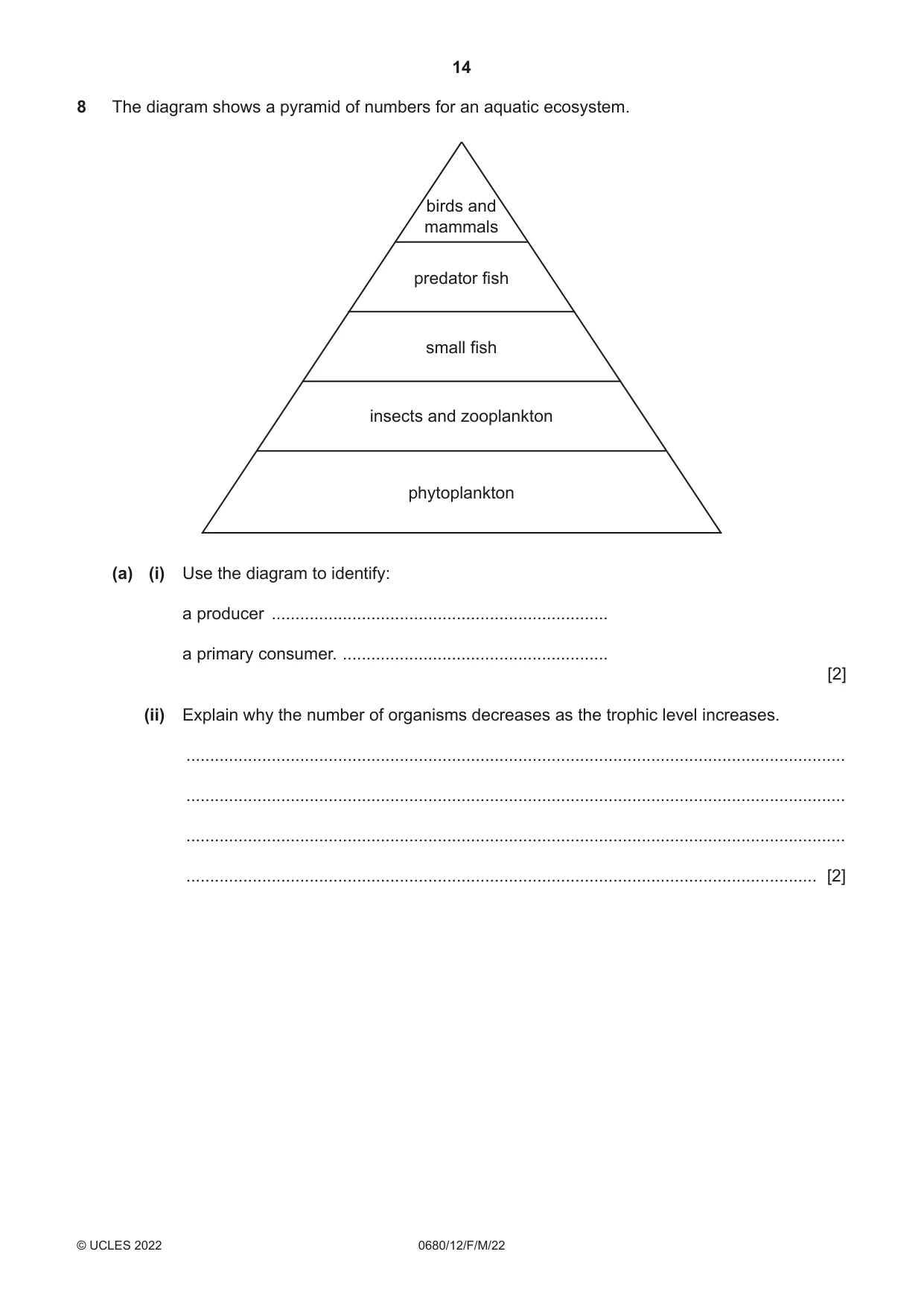 Cambridge IGCSE Environmental Management 0680 2022 Feb/March Paper 1 · Variant 2 question paper, page 14 of 20