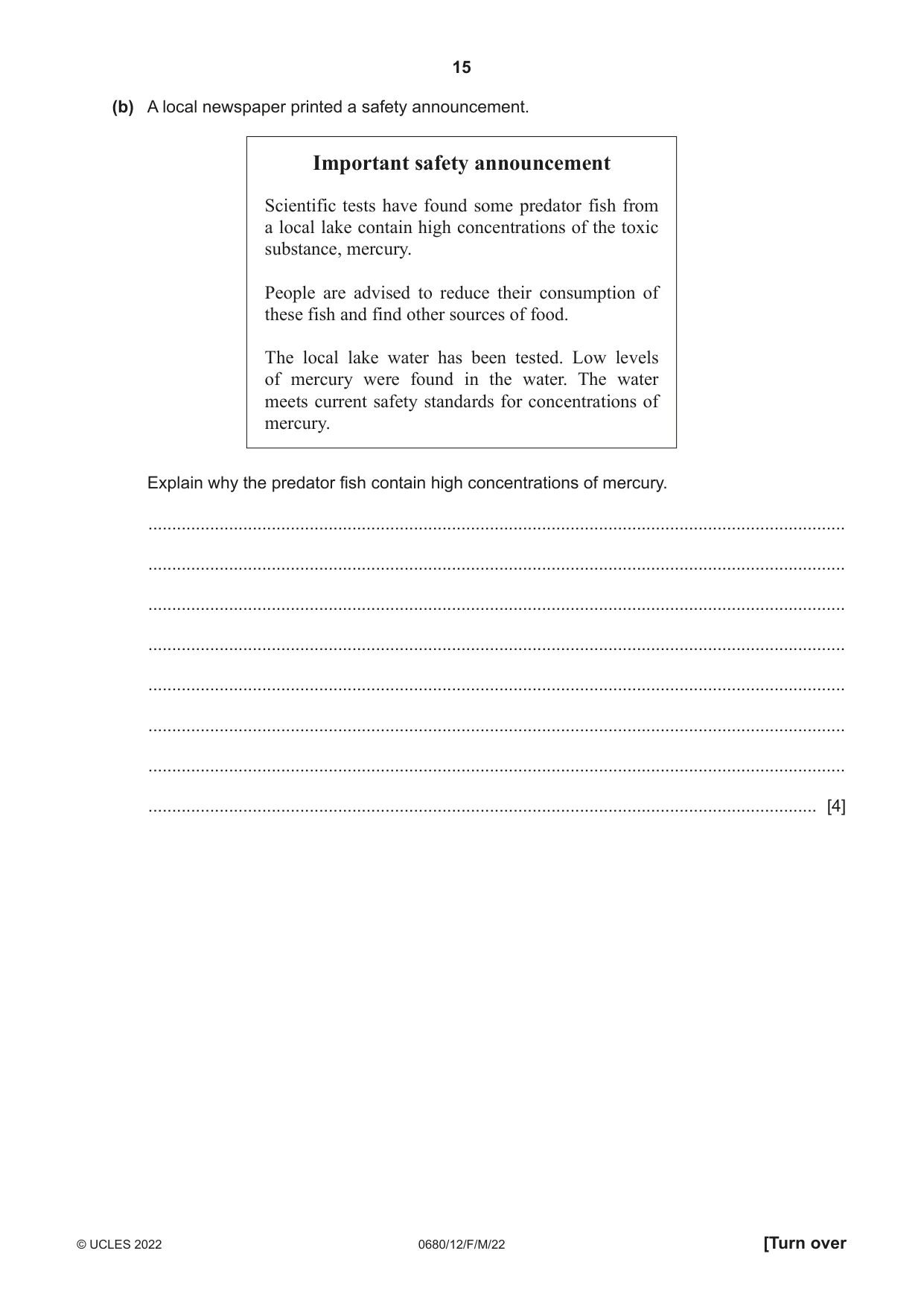 Cambridge IGCSE Environmental Management 0680 2022 Feb/March Paper 1 · Variant 2 question paper, page 15 of 20