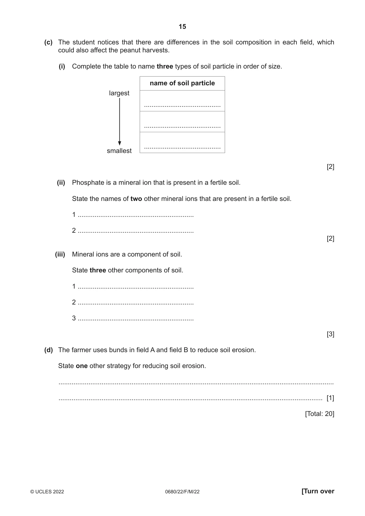 Cambridge IGCSE Environmental Management 0680 2022 Feb/March Paper 2 · Variant 2 question paper, page 15 of 20