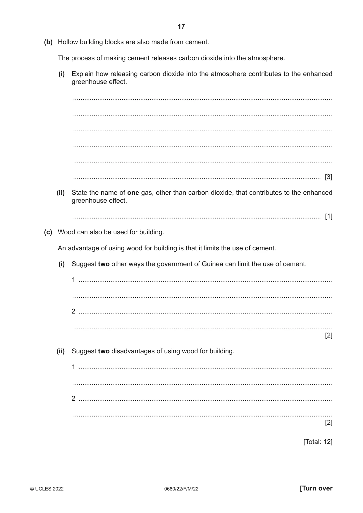 Cambridge IGCSE Environmental Management 0680 2022 Feb/March Paper 2 · Variant 2 question paper, page 17 of 20