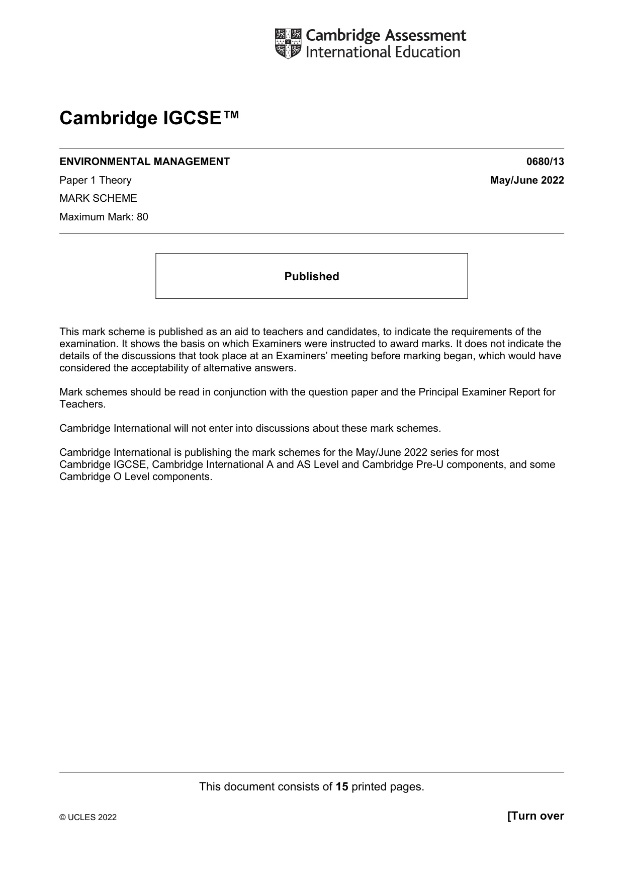Mark scheme, page 1 of 15
