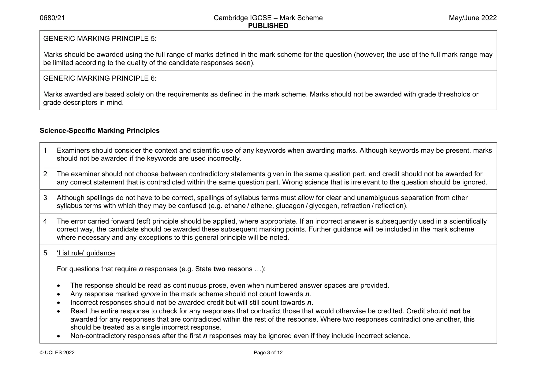 Mark scheme, page 3 of 12