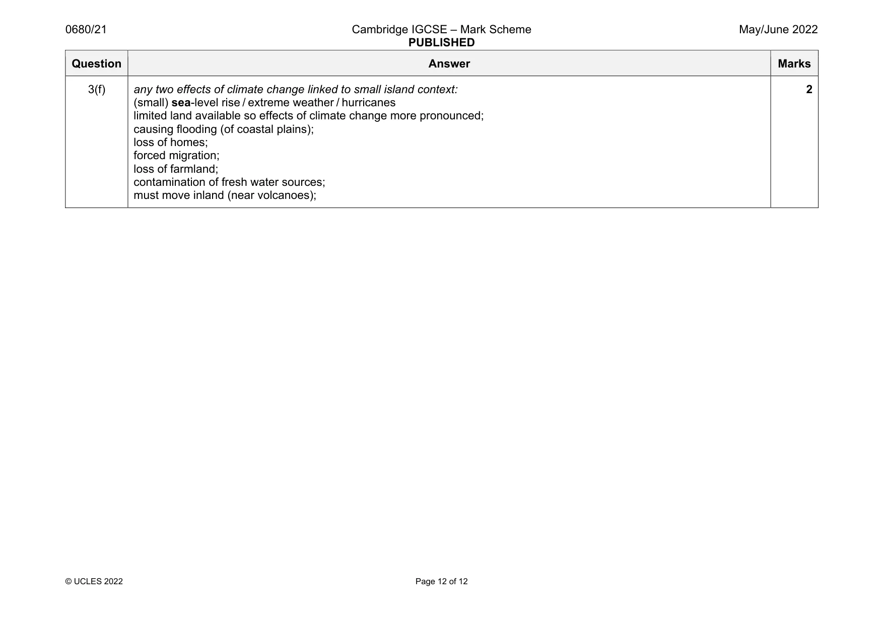 Mark scheme, page 12 of 12