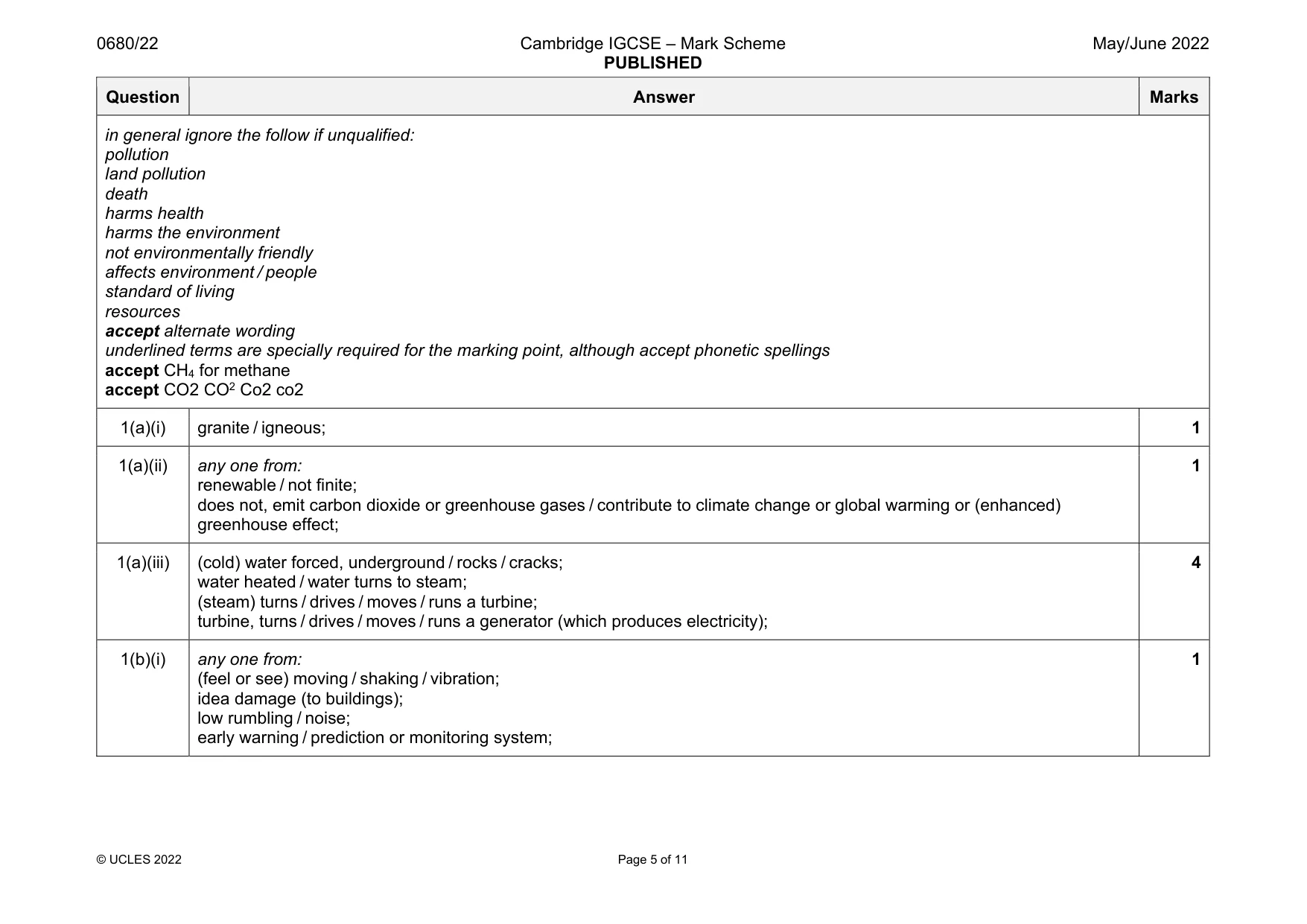 Mark scheme, page 5 of 11
