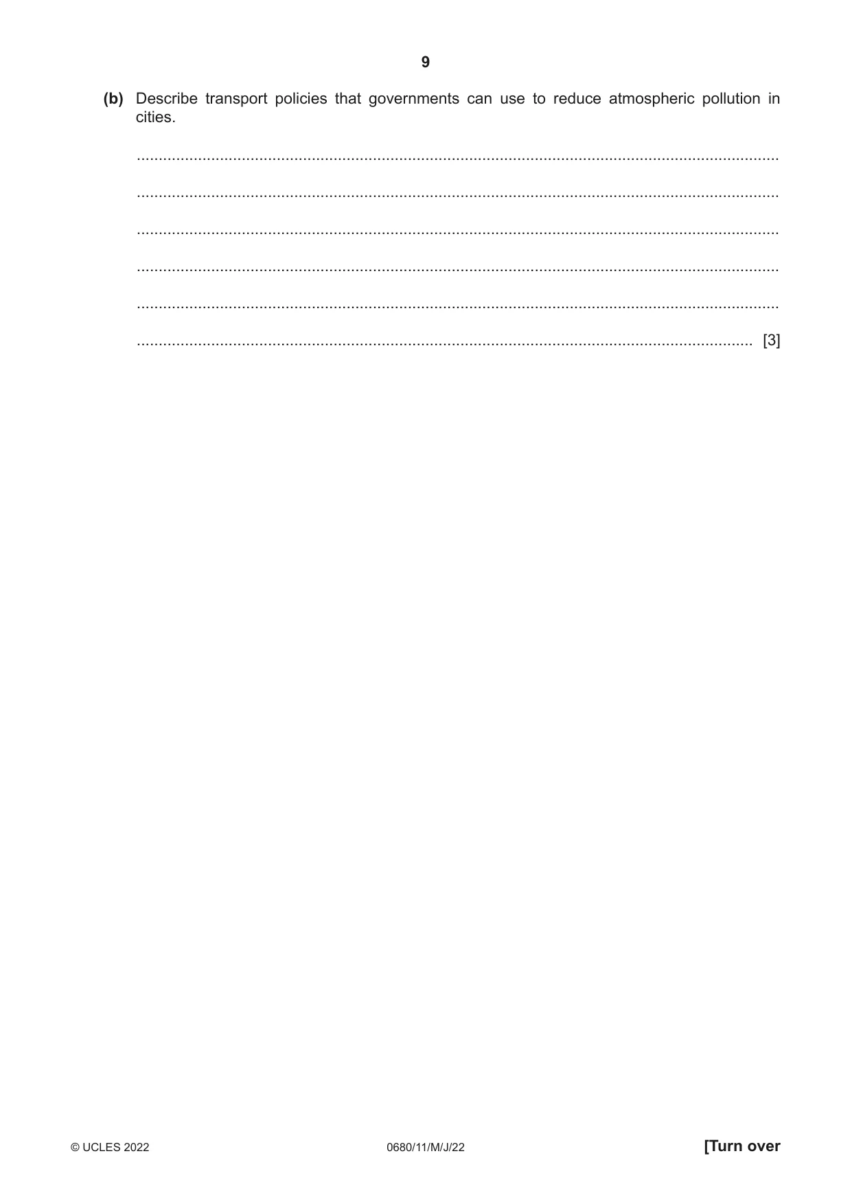 Cambridge IGCSE Environmental Management 0680 2022 May/June Paper 1 · Variant 1 question paper, page 9 of 20