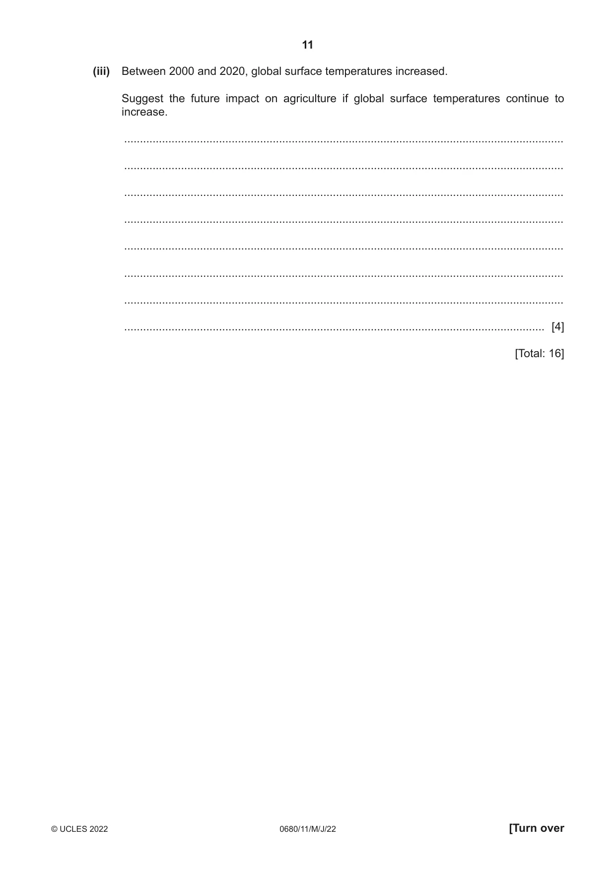 Cambridge IGCSE Environmental Management 0680 2022 May/June Paper 1 · Variant 1 question paper, page 11 of 20