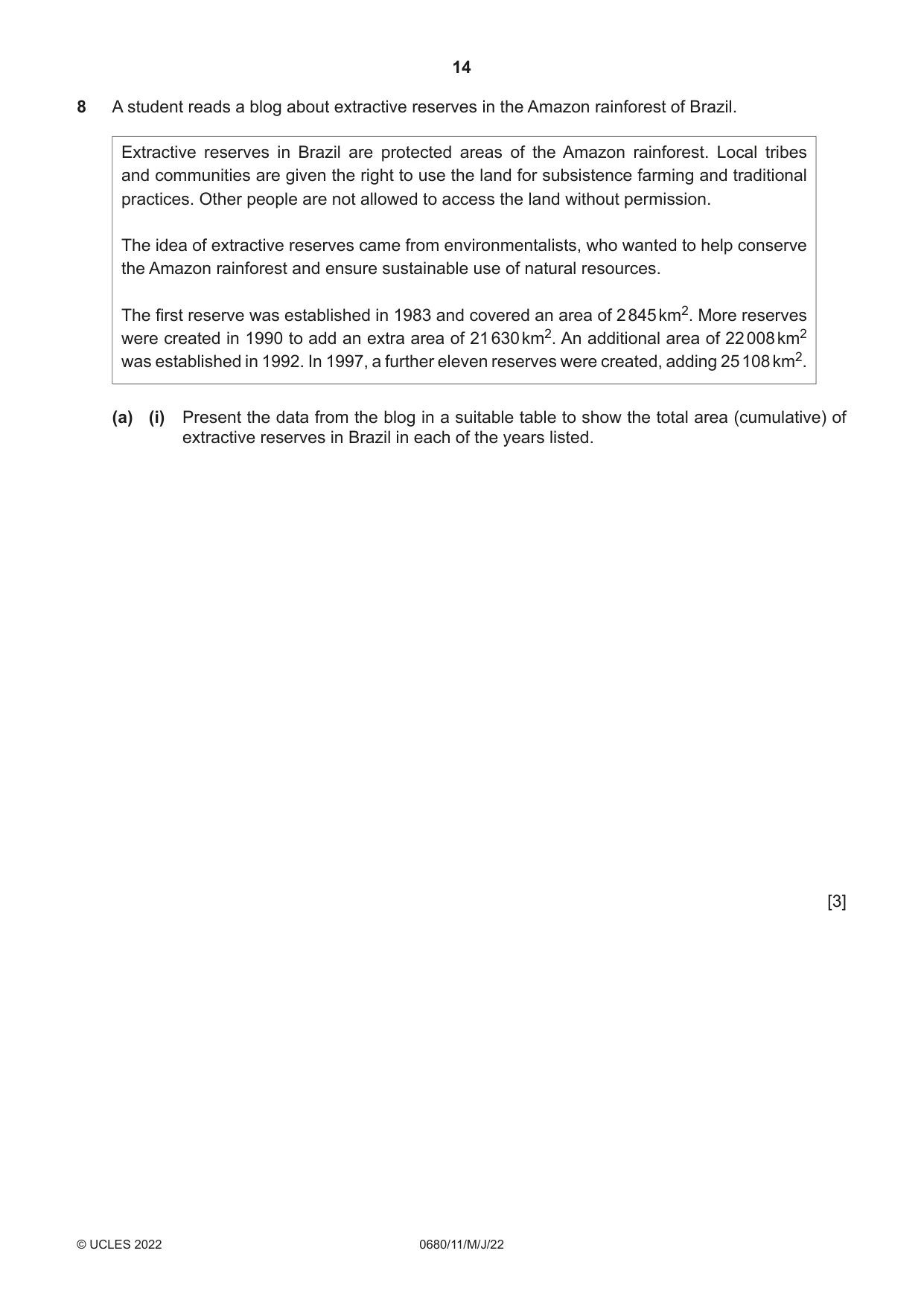 Cambridge IGCSE Environmental Management 0680 2022 May/June Paper 1 · Variant 1 question paper, page 14 of 20