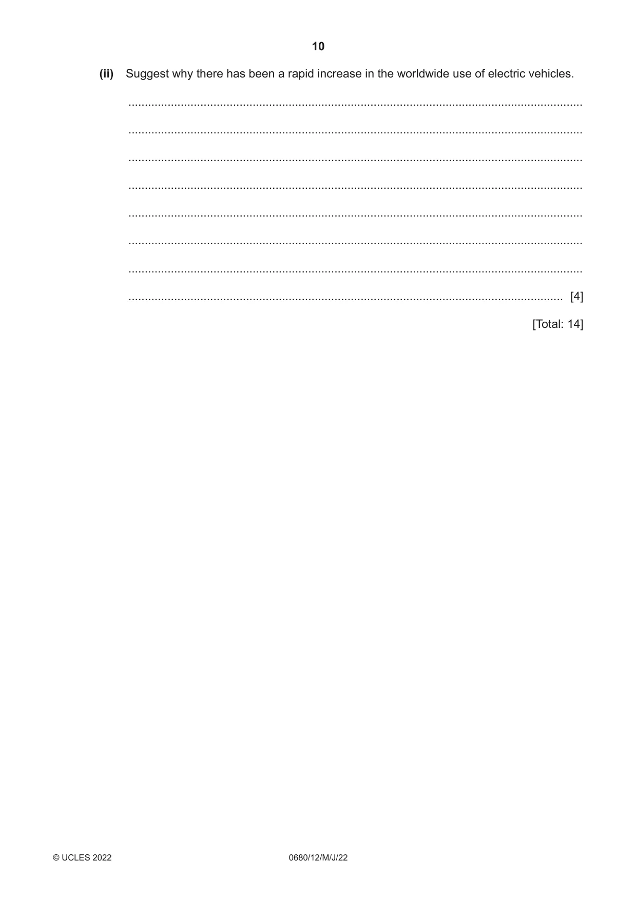Cambridge IGCSE Environmental Management 0680 2022 May/June Paper 1 · Variant 2 question paper, page 10 of 20