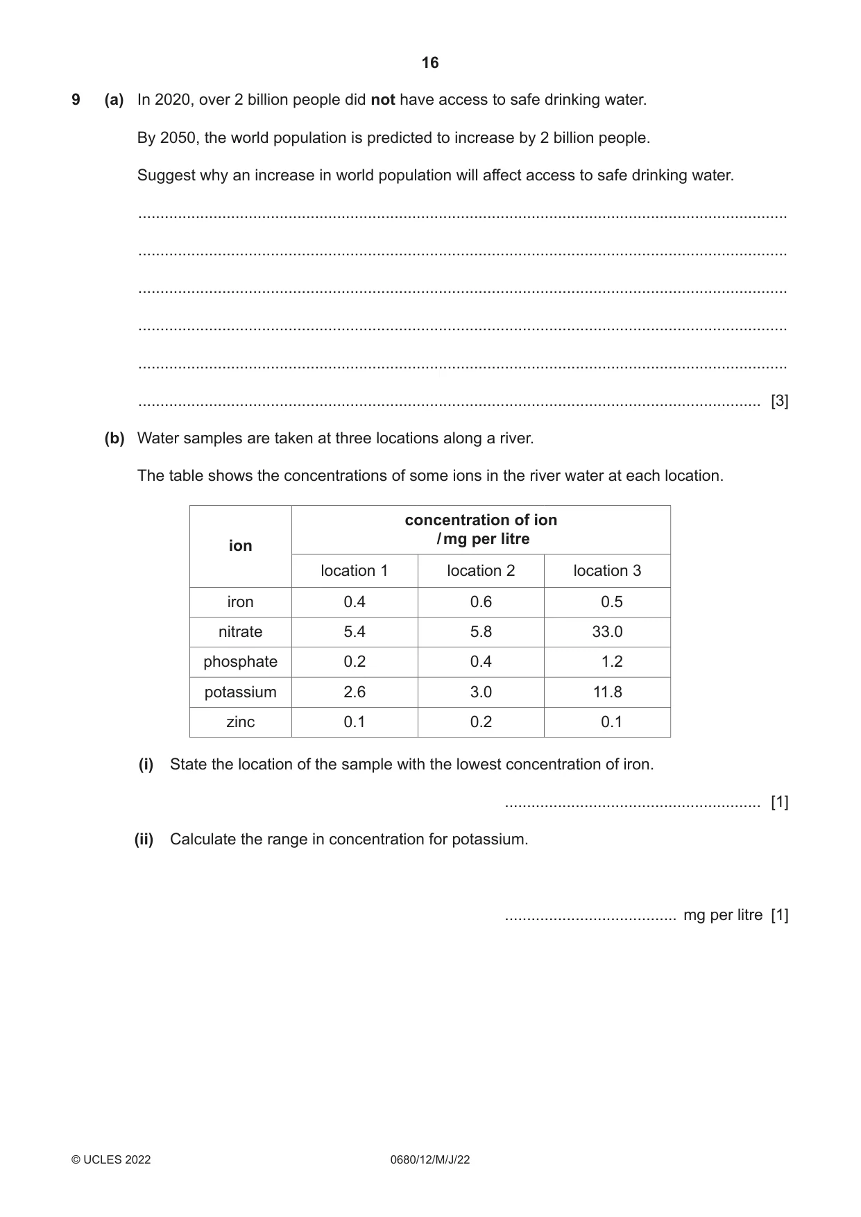 Cambridge IGCSE Environmental Management 0680 2022 May/June Paper 1 · Variant 2 question paper, page 16 of 20