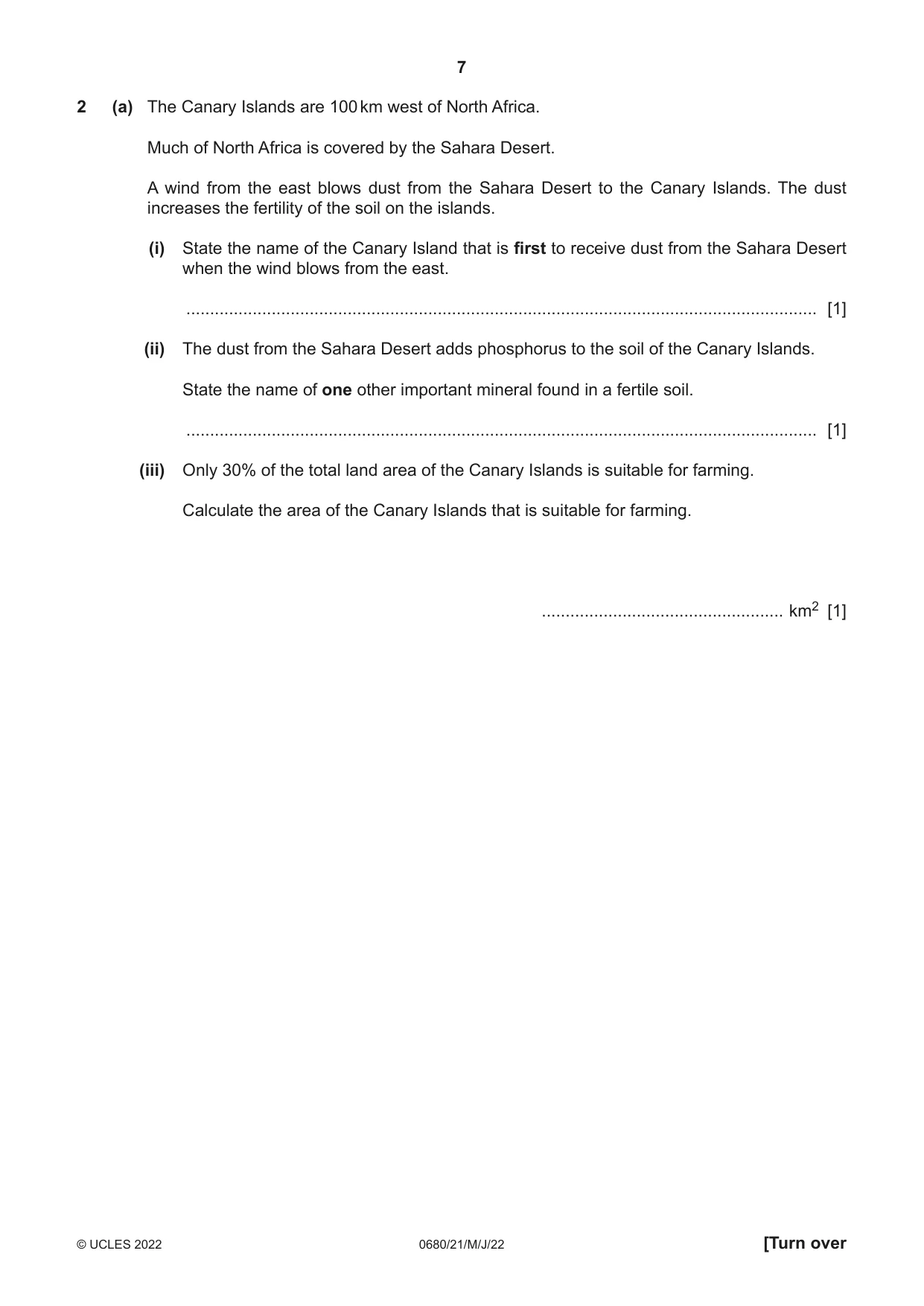 Cambridge IGCSE Environmental Management 0680 2022 May/June Paper 2 · Variant 1 question paper, page 7 of 24