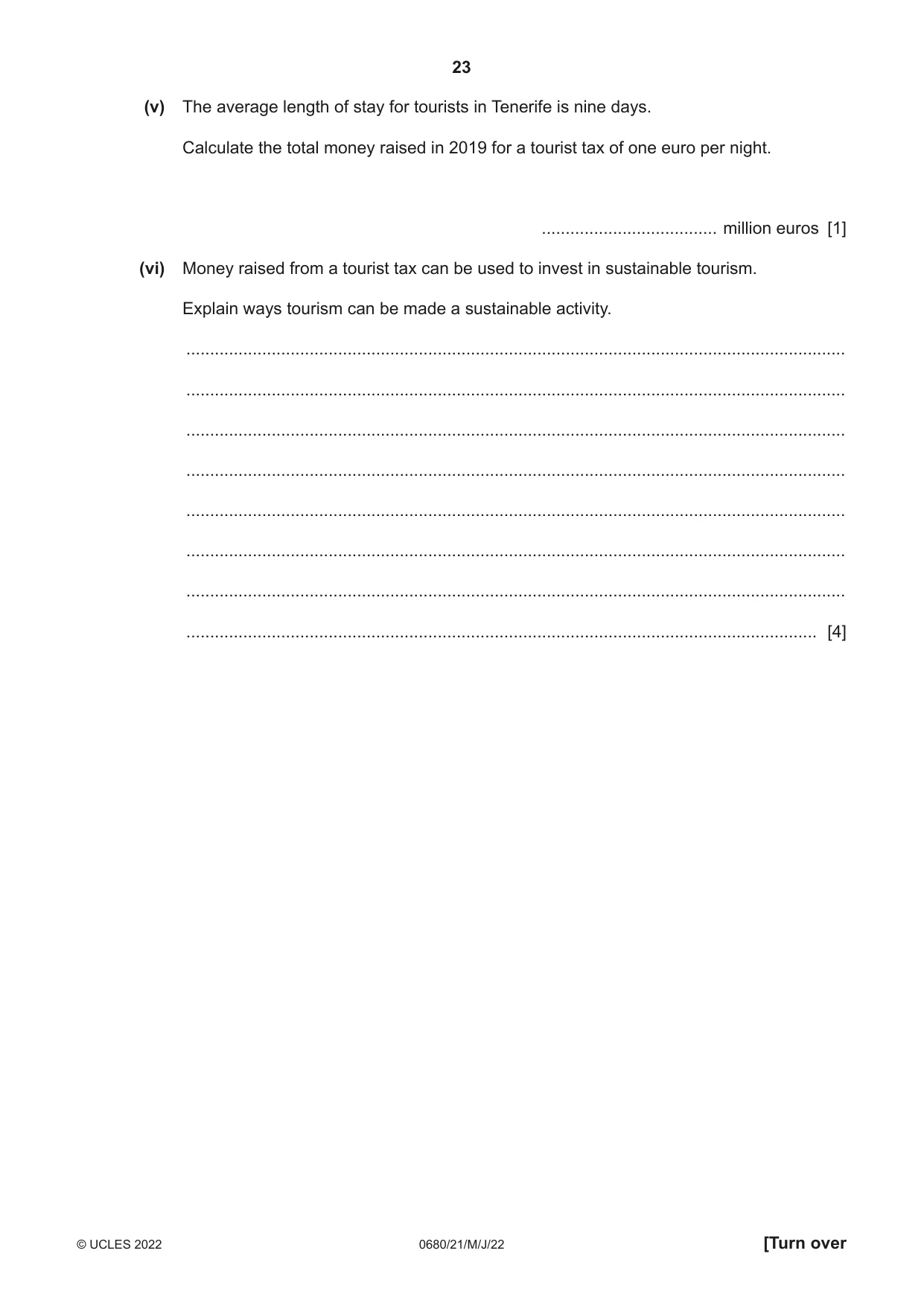 Cambridge IGCSE Environmental Management 0680 2022 May/June Paper 2 · Variant 1 question paper, page 23 of 24
