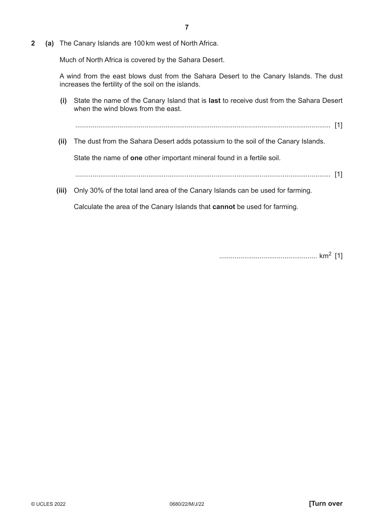 Cambridge IGCSE Environmental Management 0680 2022 May/June Paper 2 · Variant 2 question paper, page 7 of 24