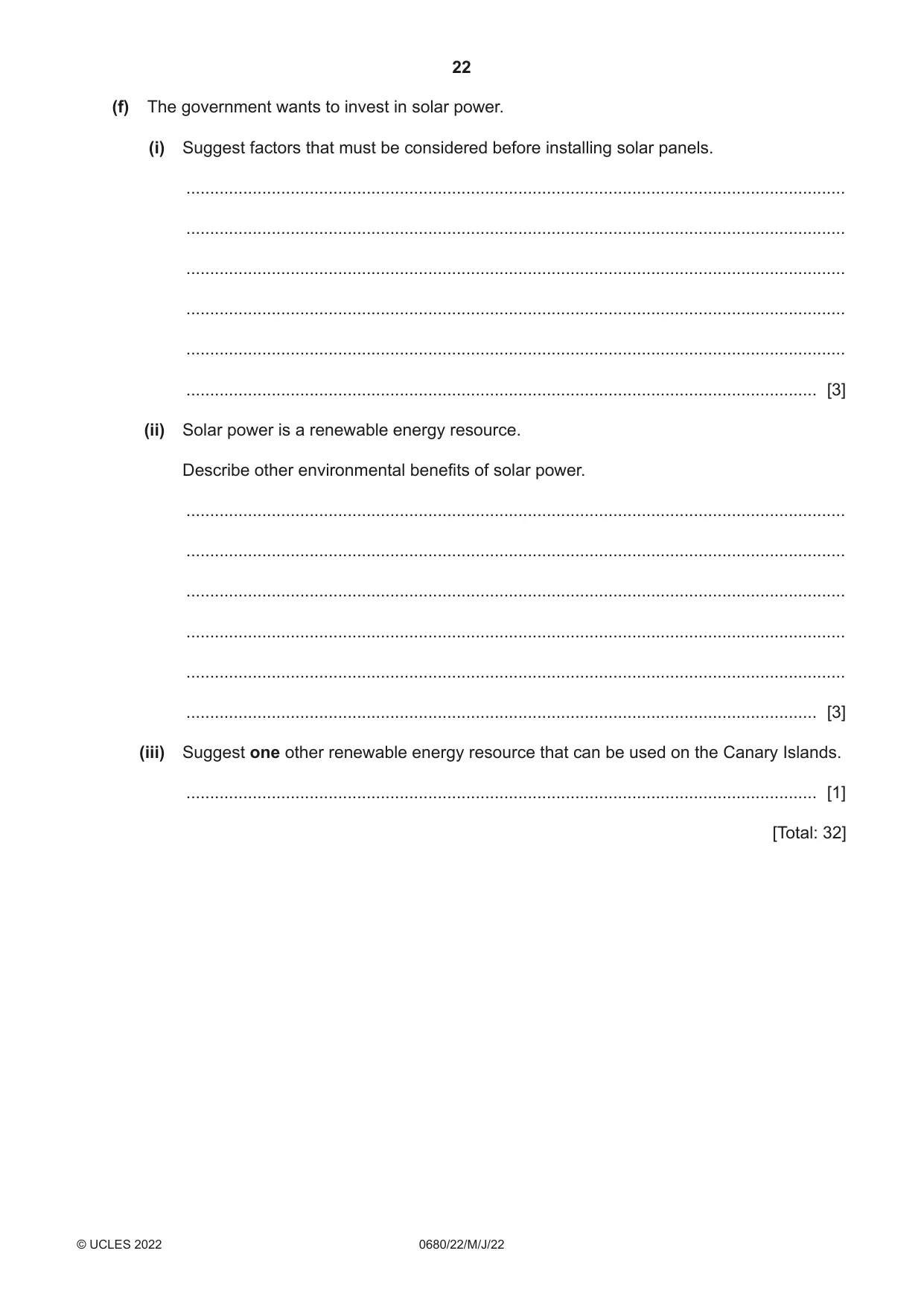 Cambridge IGCSE Environmental Management 0680 2022 May/June Paper 2 · Variant 2 question paper, page 22 of 24