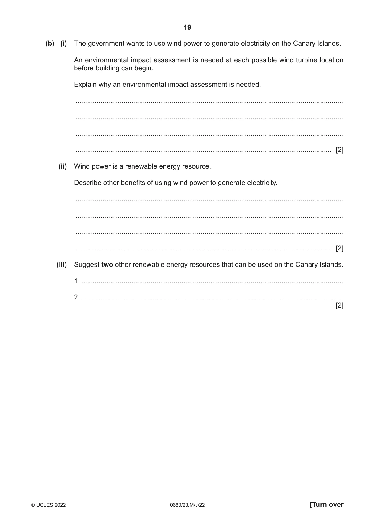 Cambridge IGCSE Environmental Management 0680 2022 May/June Paper 2 · Variant 3 question paper, page 19 of 24