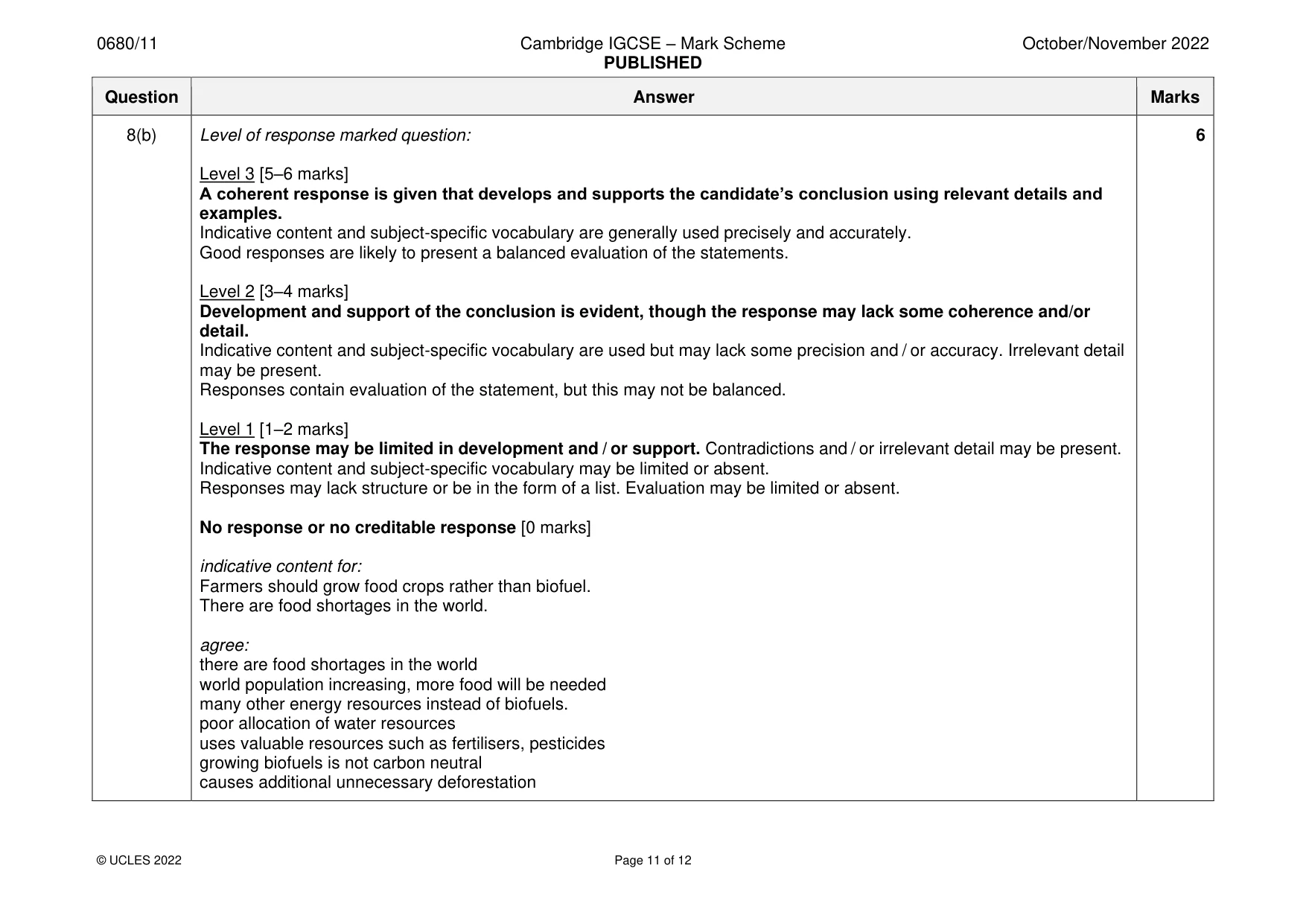 Mark scheme, page 11 of 12