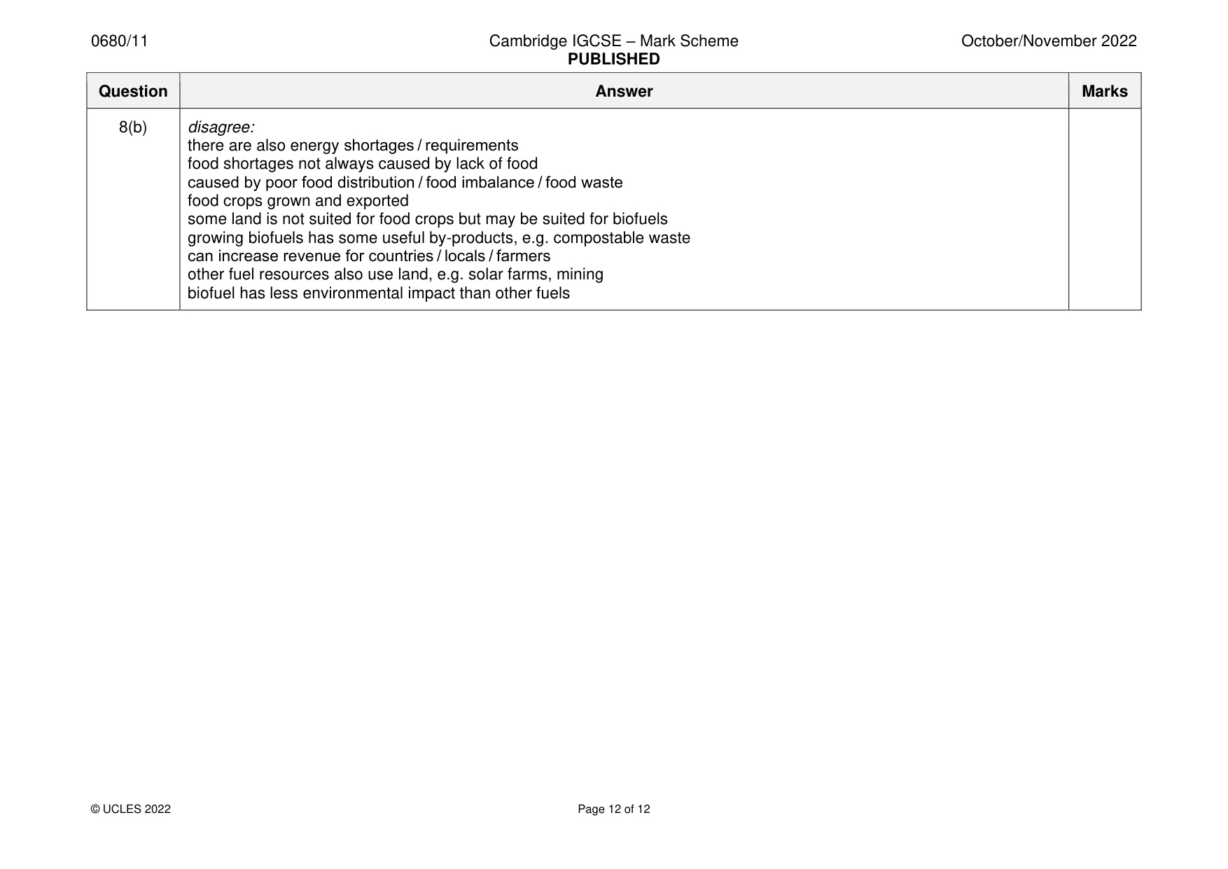 Mark scheme, page 12 of 12