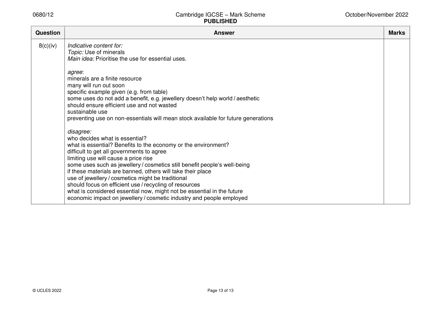 Mark scheme, page 13 of 13